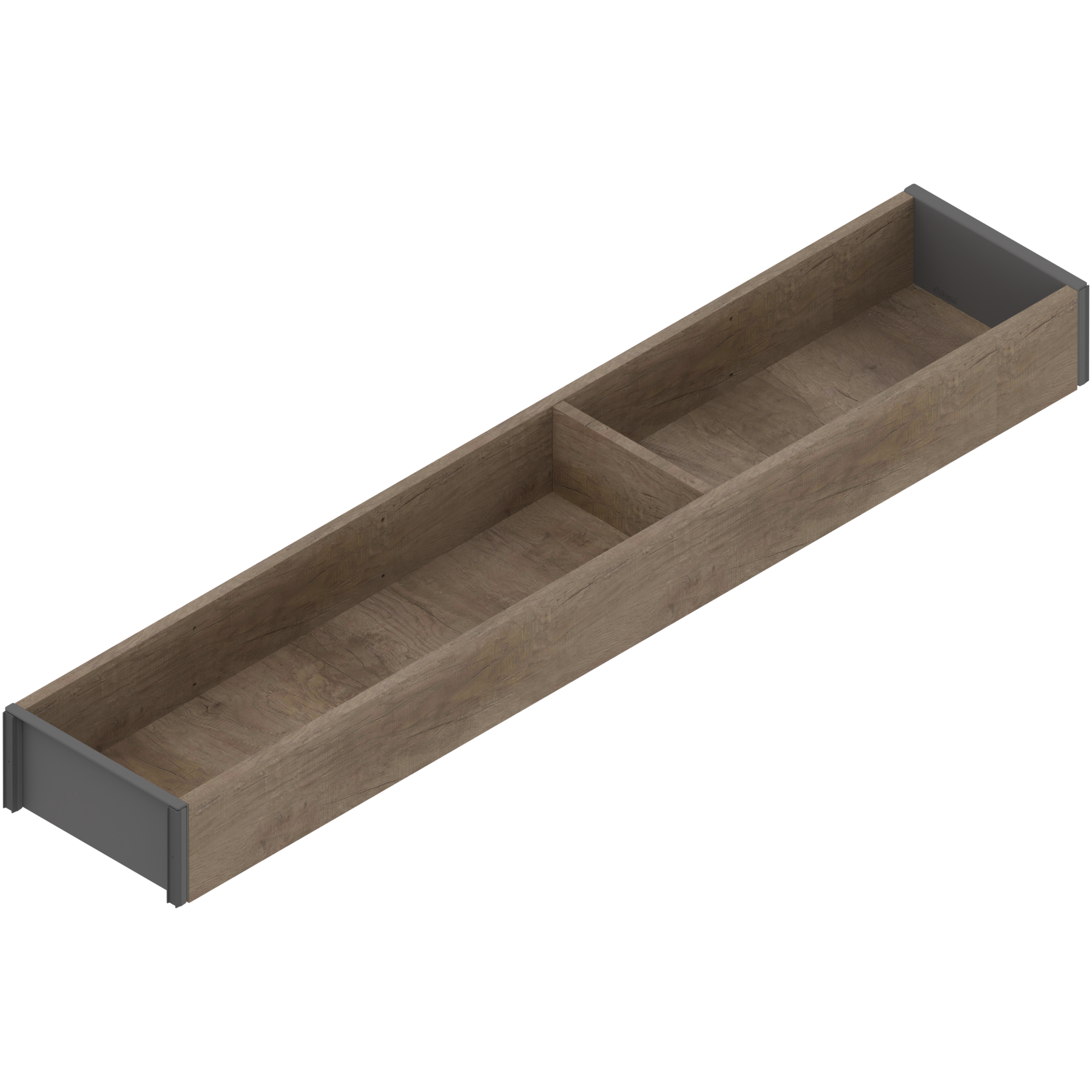 AMBIA-LINE  ramki do szuflady standardowej, do LEGRABOX/MERIVOBOX, w opcji drewnopodobnej, dł.=550 mm, szerokość=100 mm, Dąb Nebraska/szary