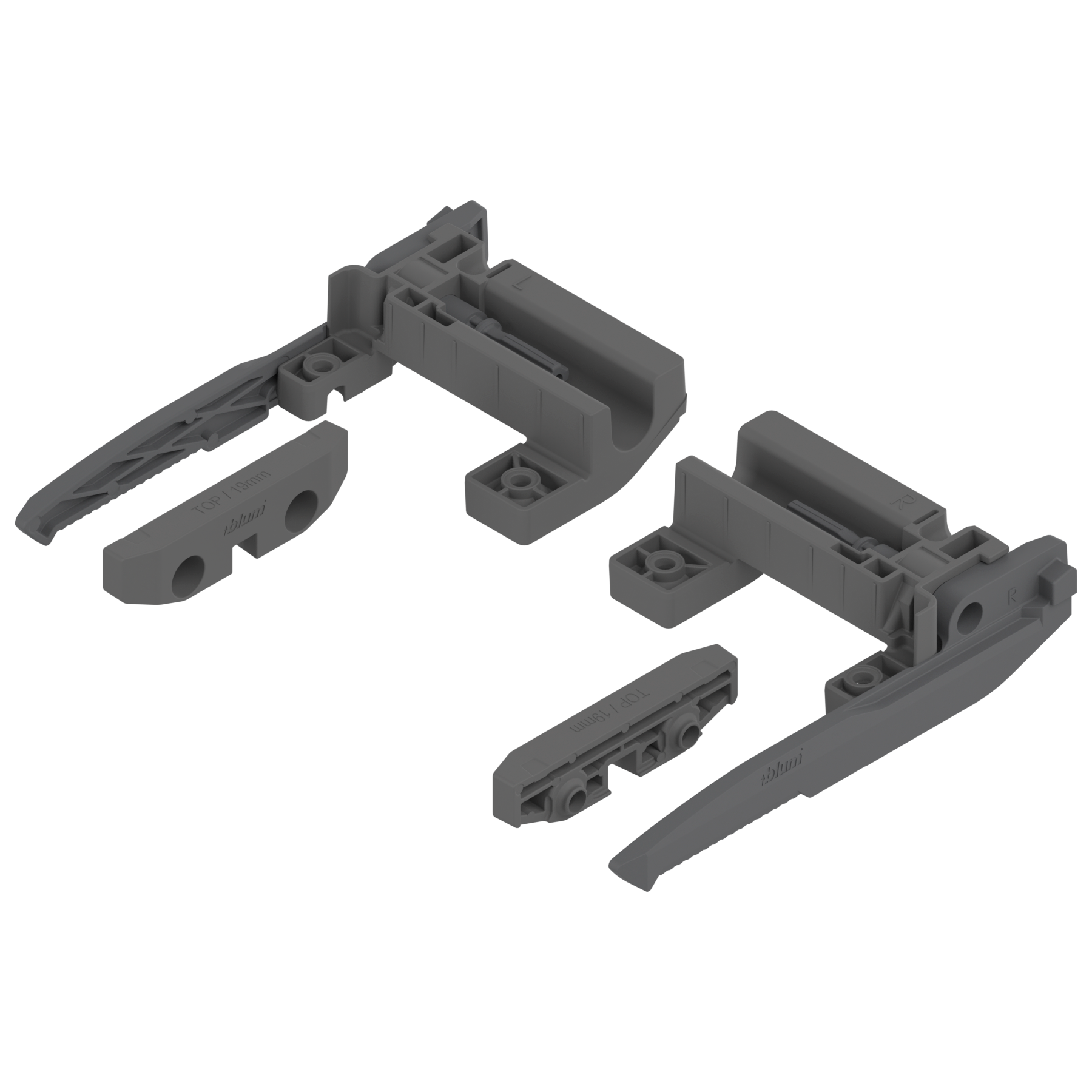 Blokada szuflady tackowej, grubość boku F 19mm, antracyt mat