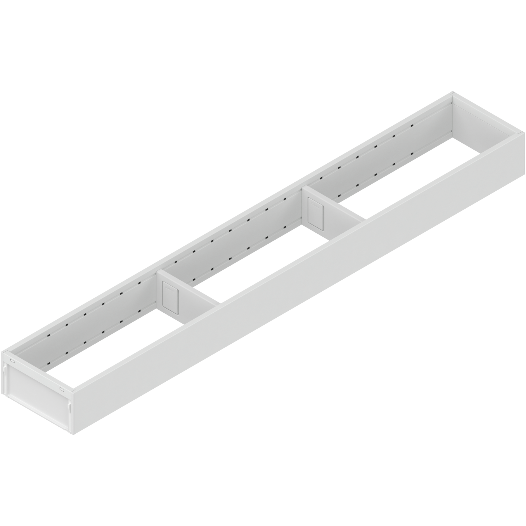 AMBIA-LINE  ramki do szuflady standardowej, do LEGRABOX/MERIVOBOX, stal, dł.=650 mm, szerokość=100 mm, jedwabiście biały mat