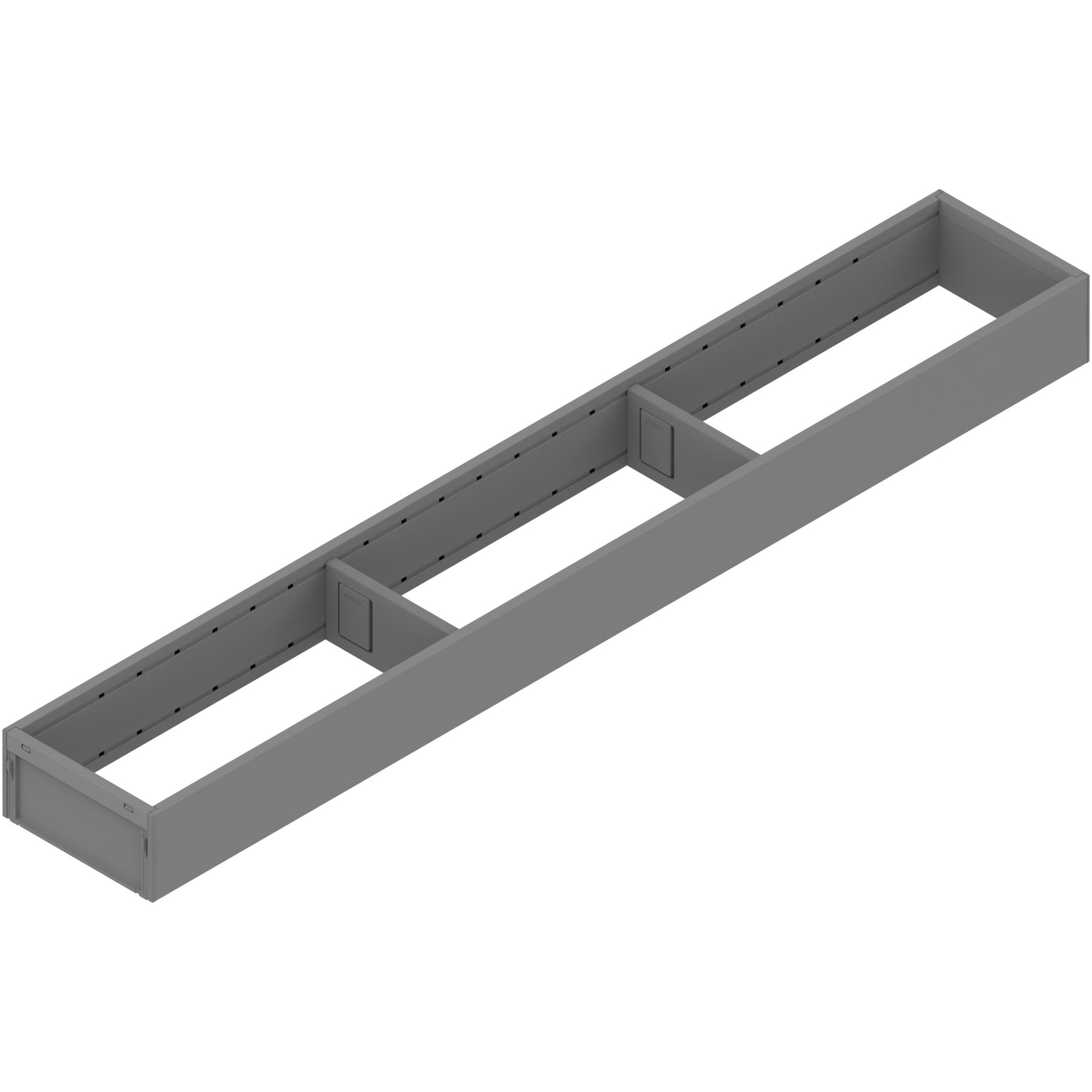AMBIA-LINE  ramki do szuflady standardowej, do LEGRABOX/MERIVOBOX, stal, dł.=650 mm, szerokość=100 mm, szary indium mat