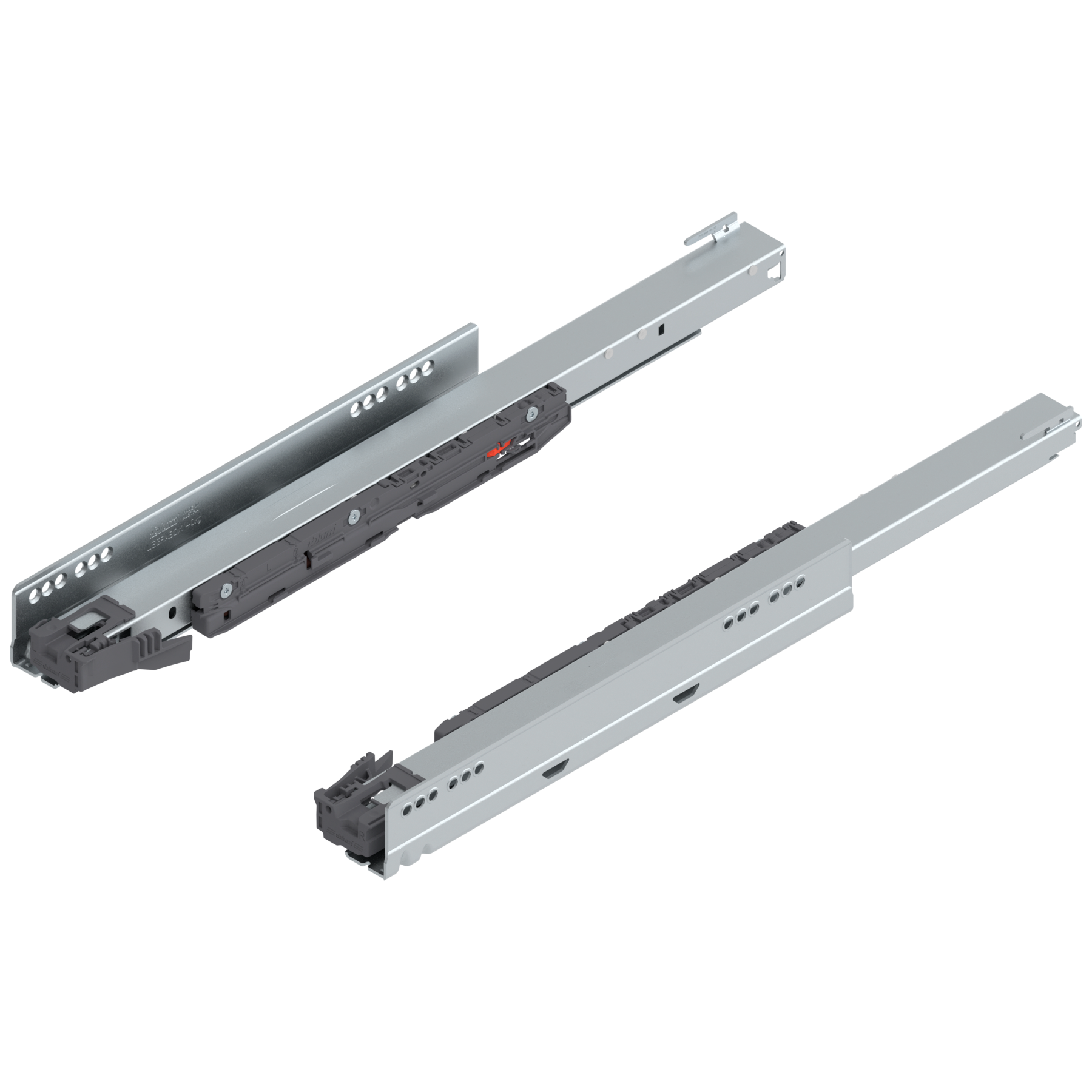 Prowadnica korpusu LEGRABOX z BLUMOTION S, pełny wysuw, 40 kg, dł.=500 mm, lewa/prawa, cynkowana