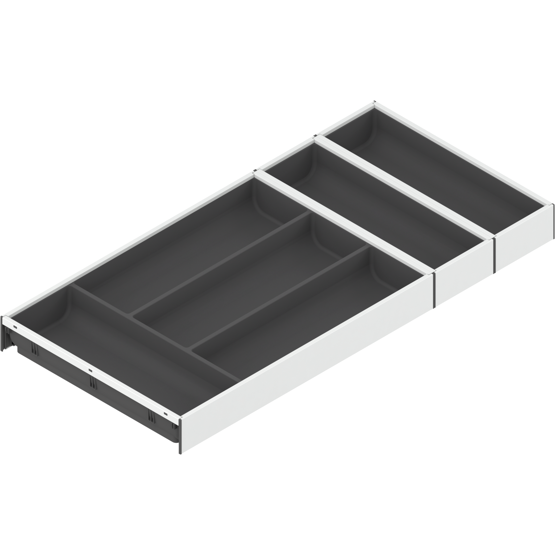 AMBIA-LINE  wkład na sztućce do szuflady standardowej, do LEGRABOX/MERIVOBOX, tworzywo sztuczne/stal, 6 przegródka na sztućce, dł.=650 mm, szerokość=300 mm, Jedw.biały/Szary