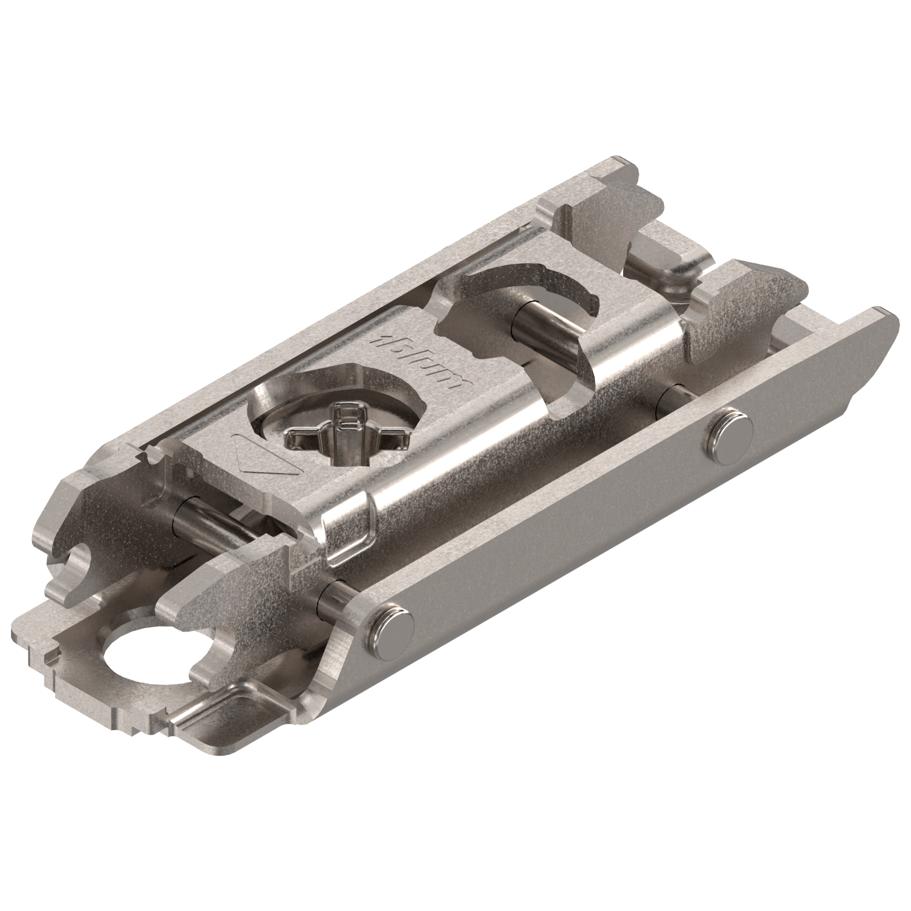 CLIP prowadnik, prosty, 0 mm, Stal, Wkręty, RW: mimośród, niklowany