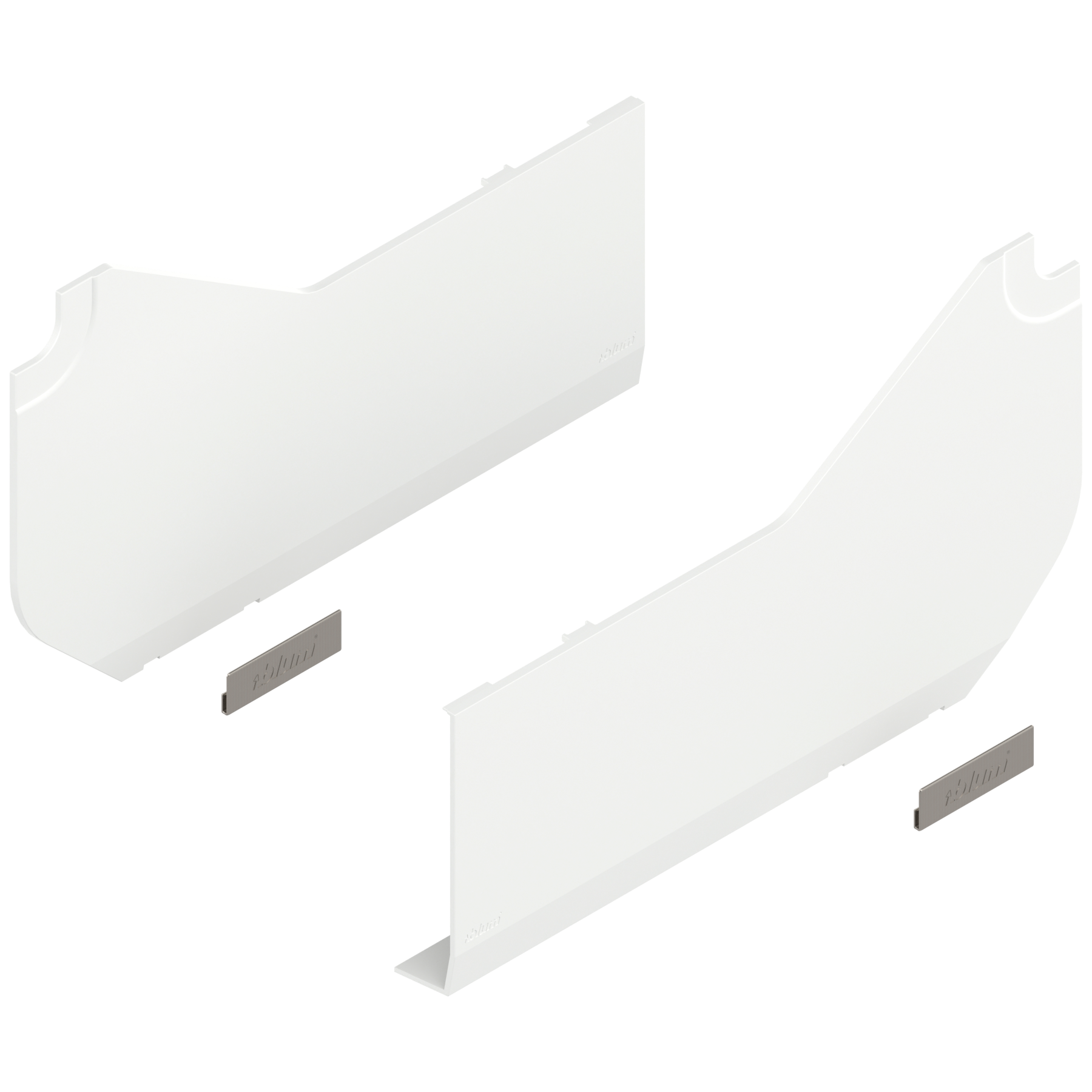 AVENTOS HL do frontów nad korpusem, Zaślepka duża,, lewa/prawa, jedwabiście biały/inox