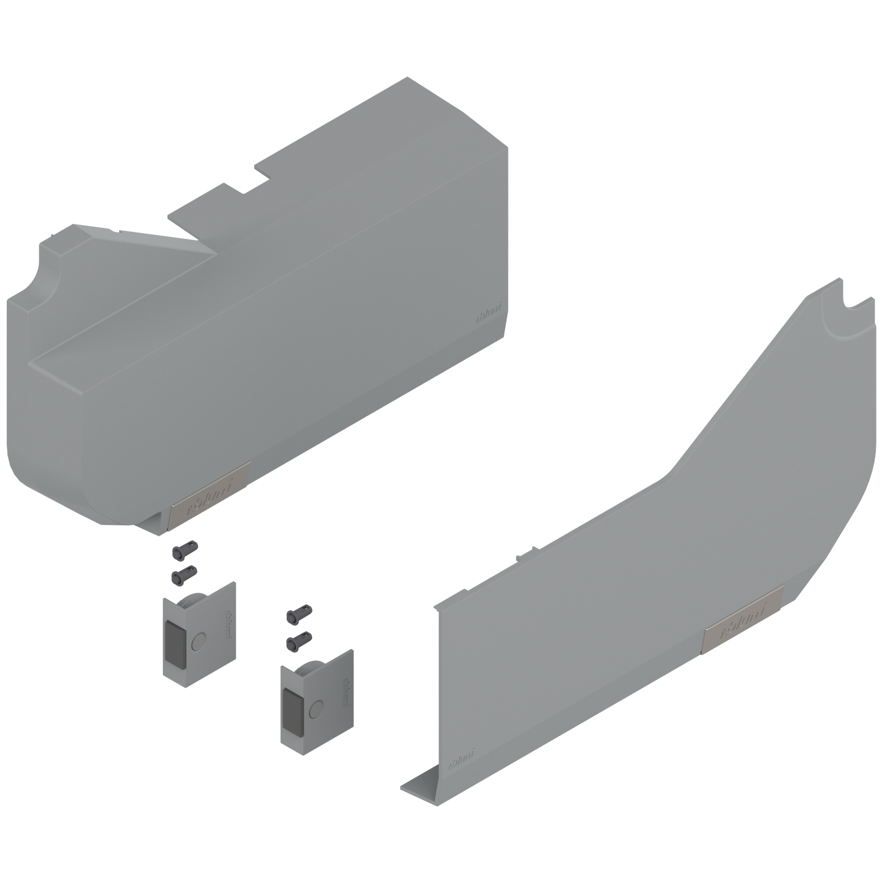 AVENTOS HL do frontów nad korpusem, Zaślepka duża (włącznie z Włącznik wpuszczany, w kpl.), lewa/prawa, do SERVO-DRIVE, jasnoszary/inox