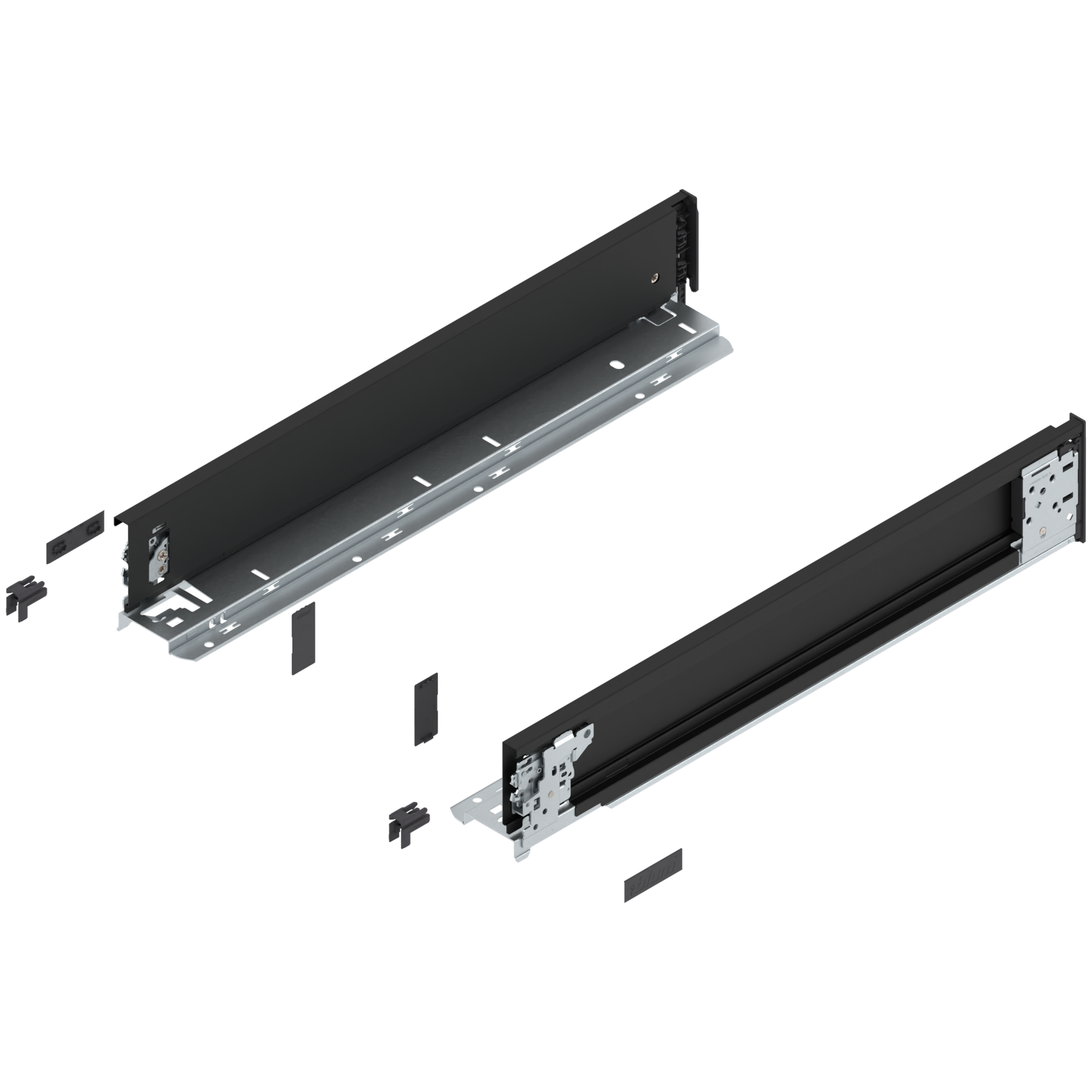 Bok szuflady LEGRABOX (za korpusem), wysokość M (90.5 mm), dł.=500 mm, lewy/prawy, do LEGRABOX pure, czarny mat