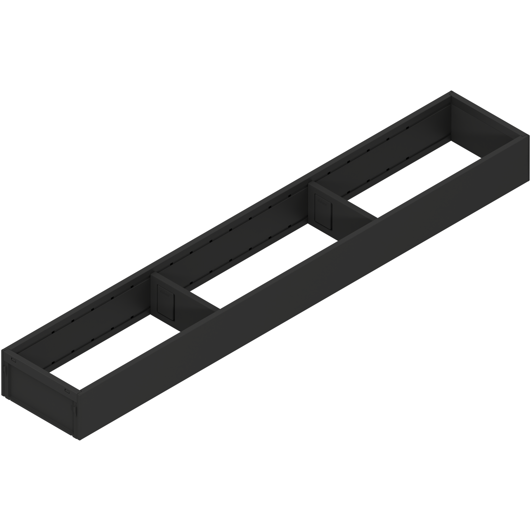 AMBIA-LINE  ramki do szuflady standardowej, do LEGRABOX/MERIVOBOX, stal, dł.=600 mm, szerokość=100 mm, czarny mat