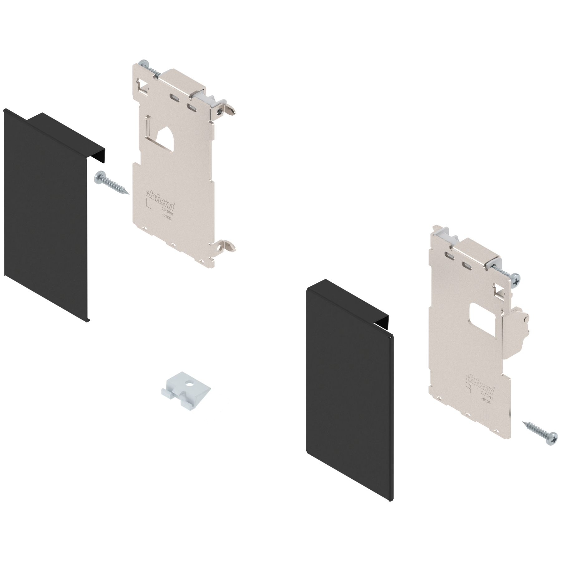 Mocowanie frontu LEGRABOX , zamontowany na wkręt do listwy dystansowej, do szuflady wewnętrznej, lewe/prawe, do LEGRABOX pure, czarny mat