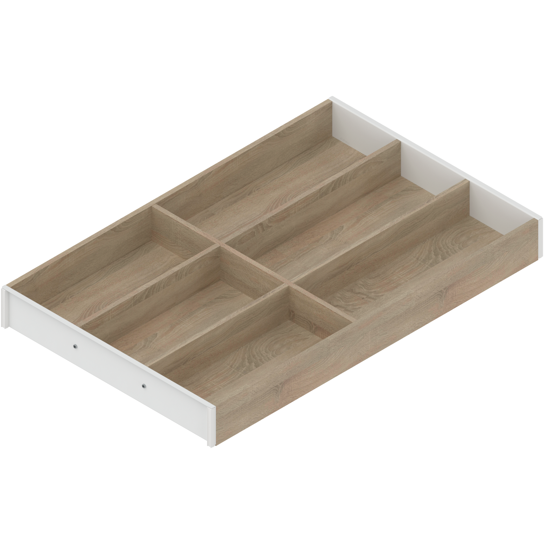AMBIA-LINE  wkład na sztućce do szuflady standardowej, do LEGRABOX/MERIVOBOX, w opcji drewnopodobnej, 6 przegródka na sztućce, dł.=500 mm, szerokość=300 mm, Dąb Bard./jedwab.biały