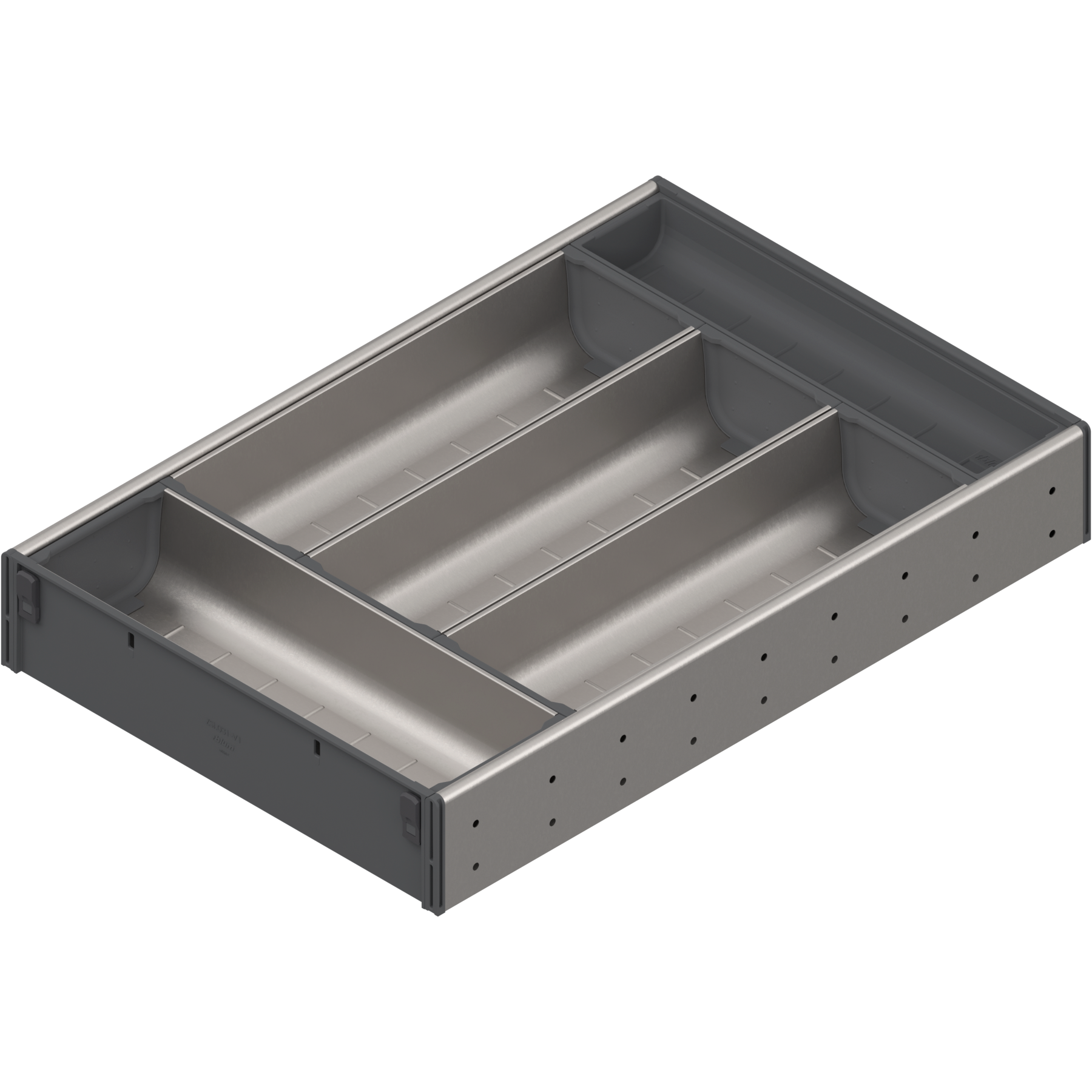 ORGA-LINE wkład z pojemnikami (częściowe wypełnienie), do szuflady standardowej TANDEMBOX, dł. NL=450 mm, szer.=282 mm, do SPACE CORNER, inox