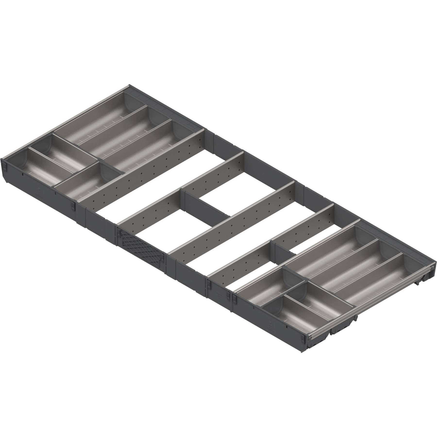 ORGA-LINE wkład z pojemnikami (całkowite wypełnienie), do szuflady standardowej TANDEMBOX, dł. NL=500 mm, szer. korpusu KB=1200 mm, inox