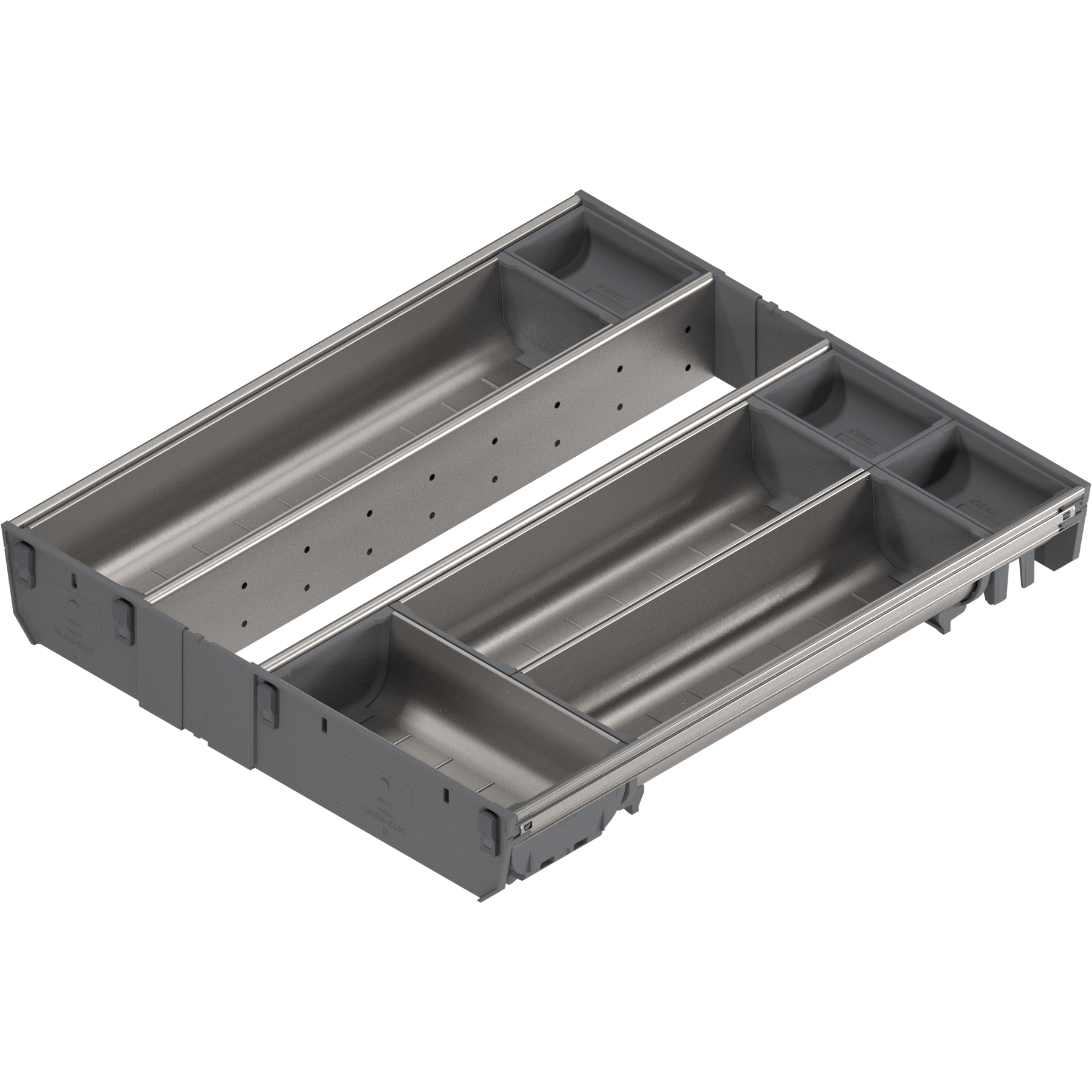 ORGA-LINE wkład z pojemnikami (całkowite wypełnienie), do szuflady standardowej TANDEMBOX, dł. NL=450 mm, szer. korpusu KB=450 mm, inox