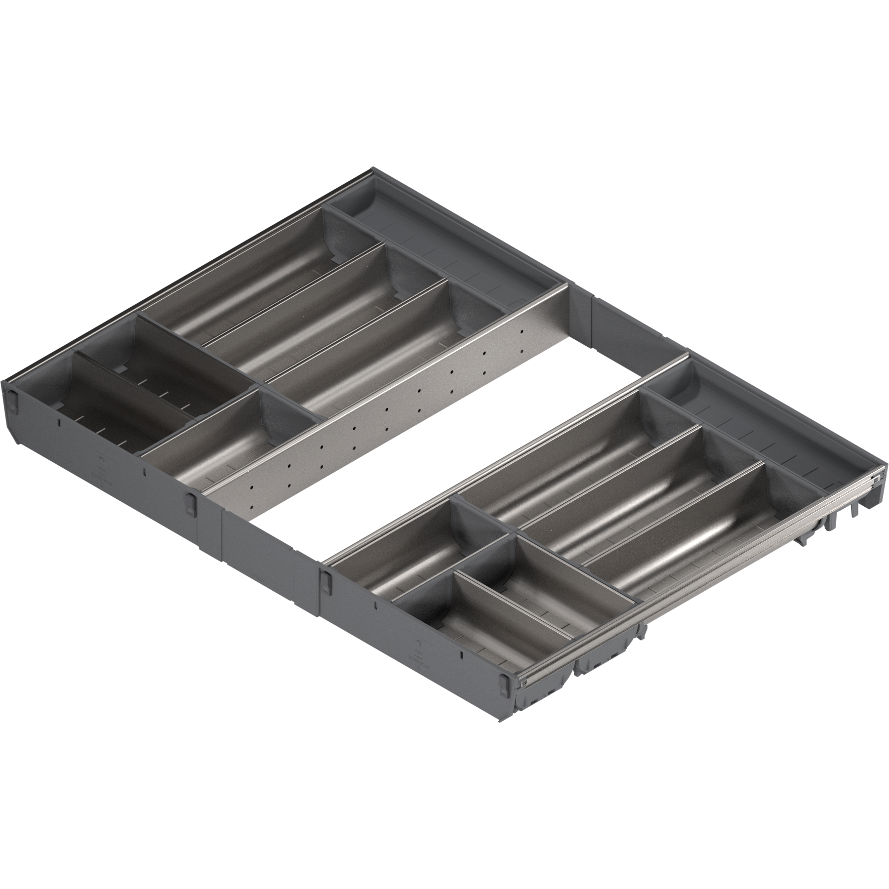 ORGA-LINE wkład z pojemnikami (całkowite wypełnienie), do szuflady standardowej TANDEMBOX, dł. NL=550 mm, szer. korpusu KB=800 mm, inox