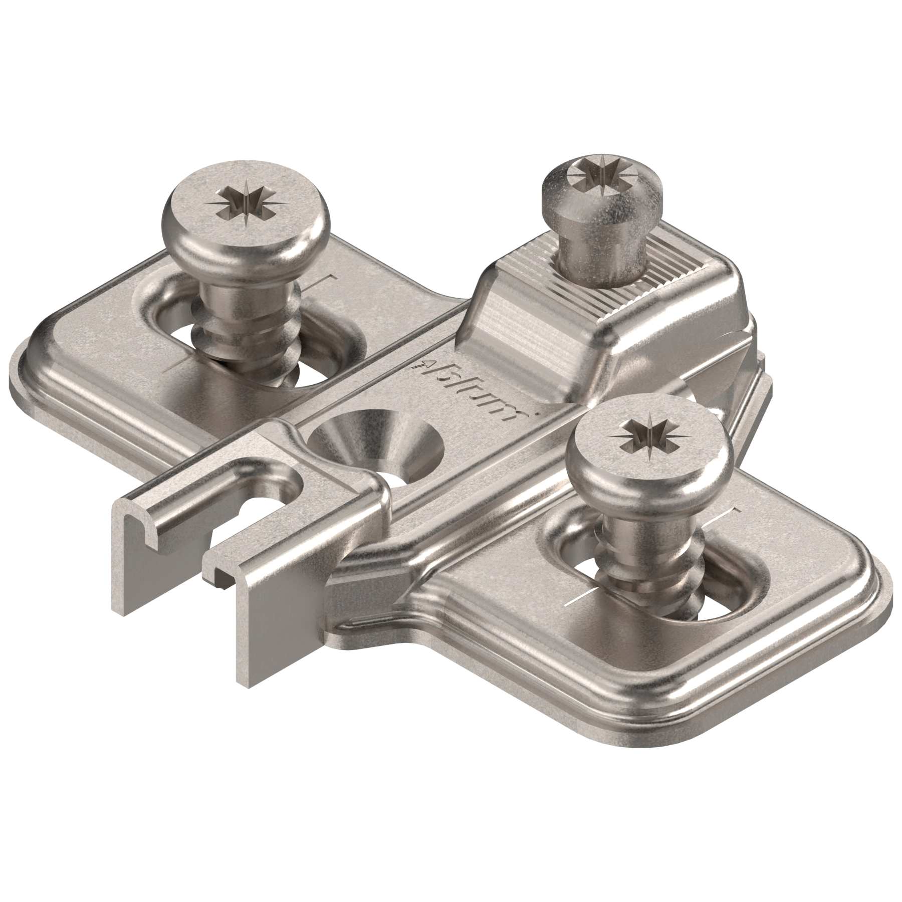 MODUL prowadnik, krzyżakowy, 0 mm, Stal, zamont. EURO wkręty - drzwi nakładane bliźniaczo, RW: otwór podłużny, niklowany