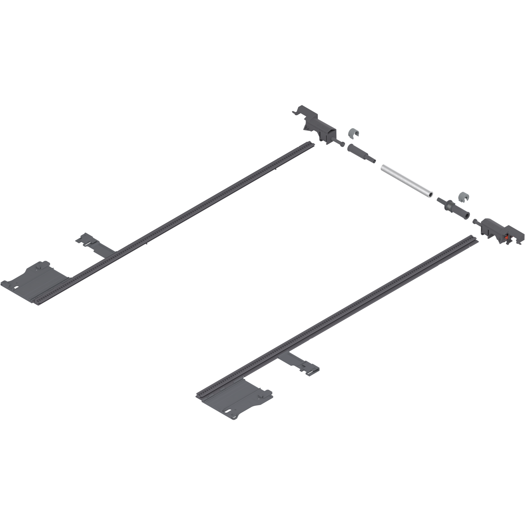 MOVENTO Stabilizacja boczna, dł.=600 mm, KB=1400 mm, pełen wysuw, do przycięcia, R7037 ciemnoszara