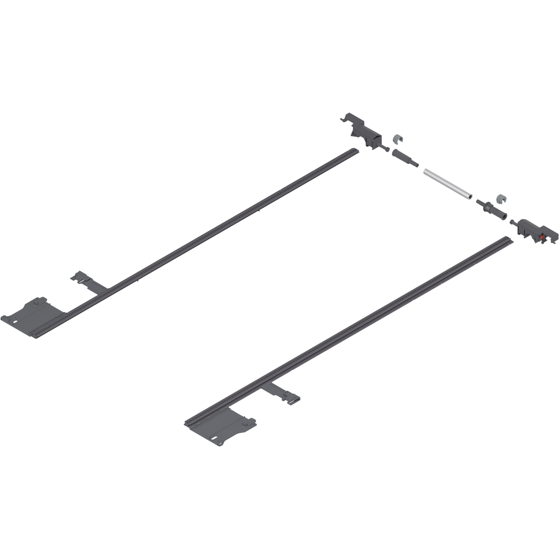 MOVENTO Stabilizacja boczna, dł.=750 mm, KB=1400 mm, pełen wysuw, do przycięcia, R7037 ciemnoszara