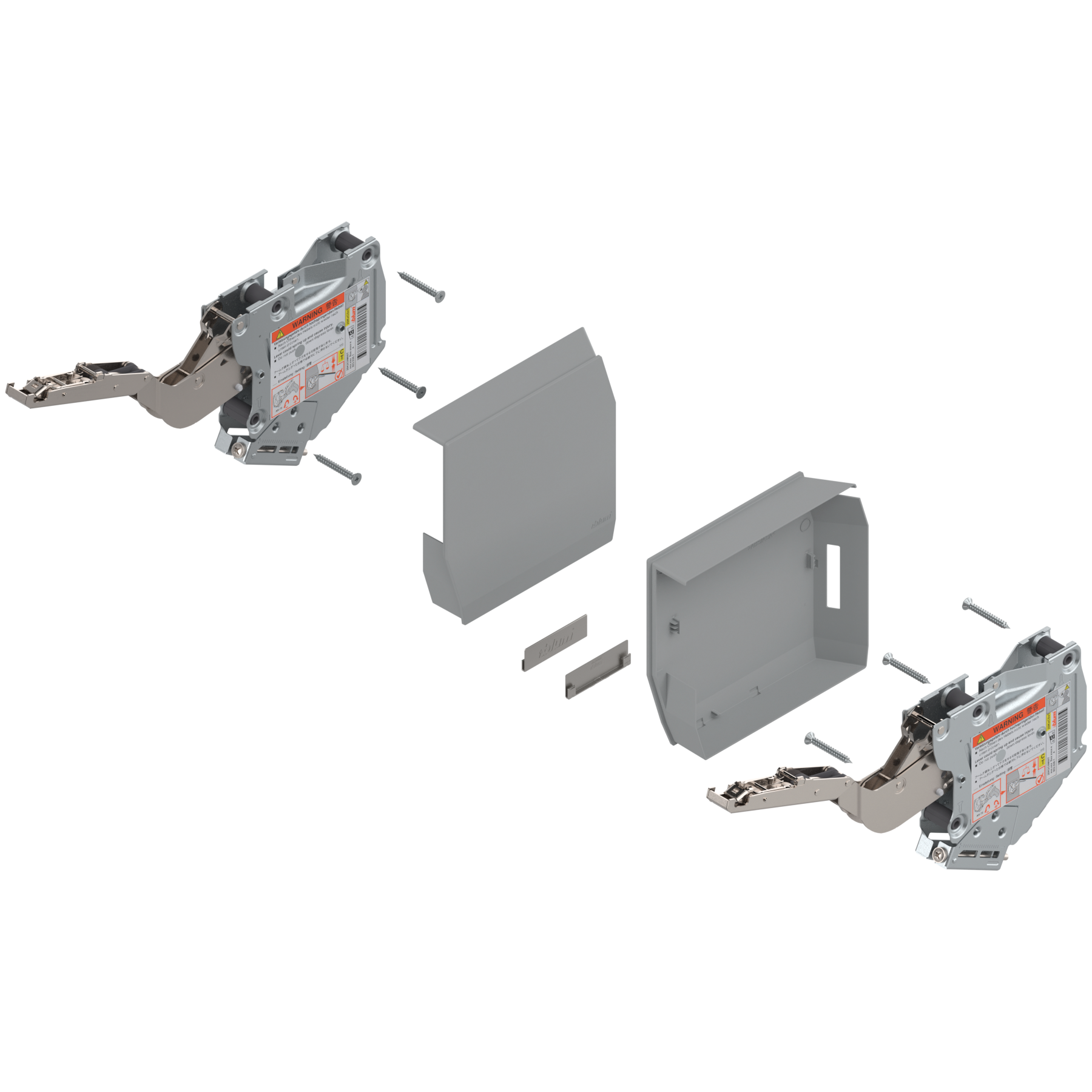 AVENTOS HK-S do małych frontów uchylnych, siłownik (Zestaw), współczynnik mocy=400-1000 przy 2 szt., do TIP-ON, jasnoszary/inox