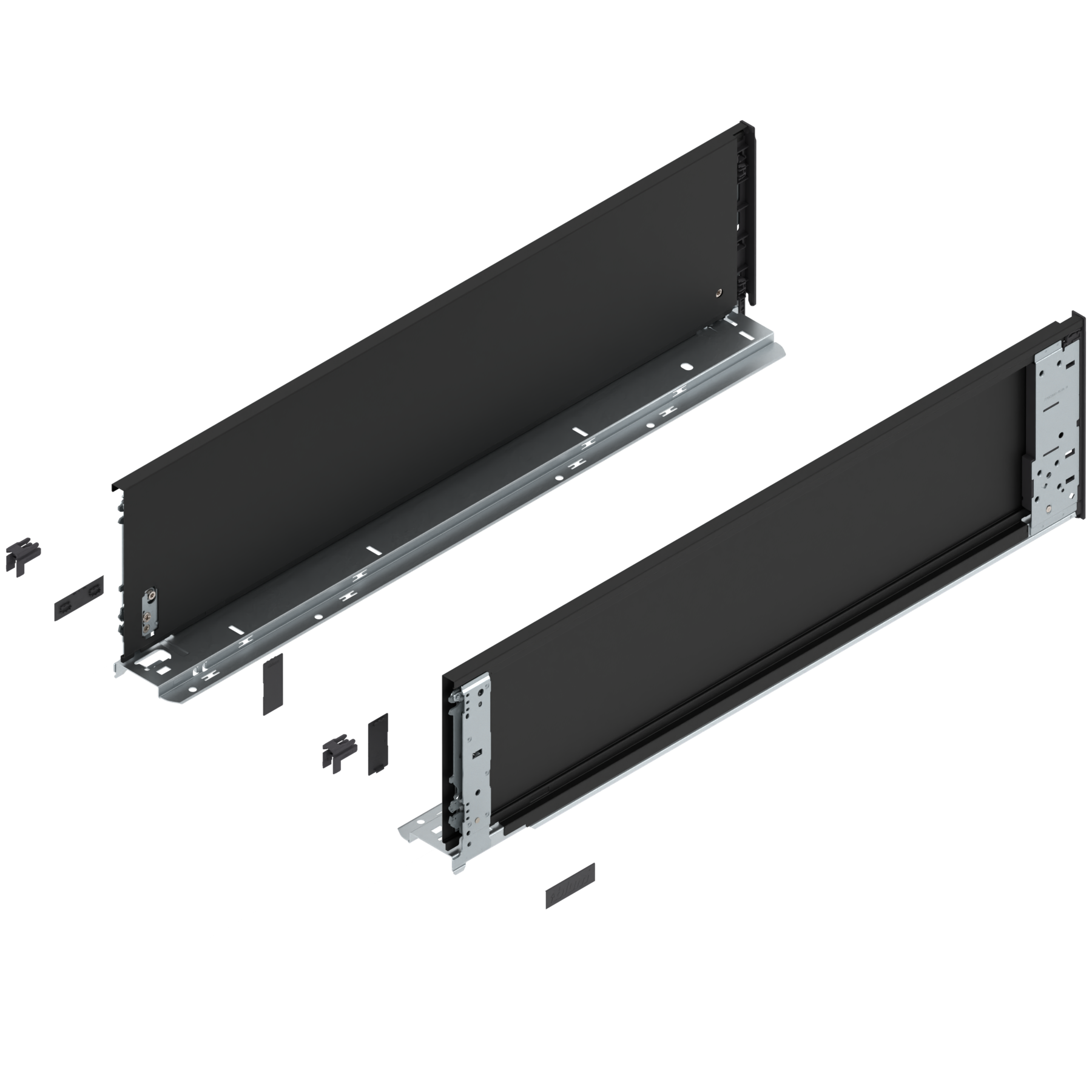 Bok szuflady LEGRABOX (za korpusem), wysokość C (177 mm), dł.=650 mm, lewy/prawy, do LEGRABOX pure, czarny mat