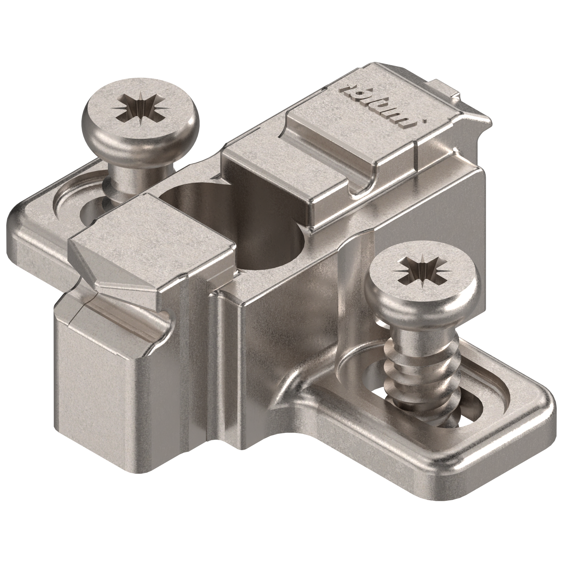 CLIP prowadnik, krzyżakowy, 9 mm, Cynk, na zamont. EURO wkręty, RW: otwór podłużny, niklowany