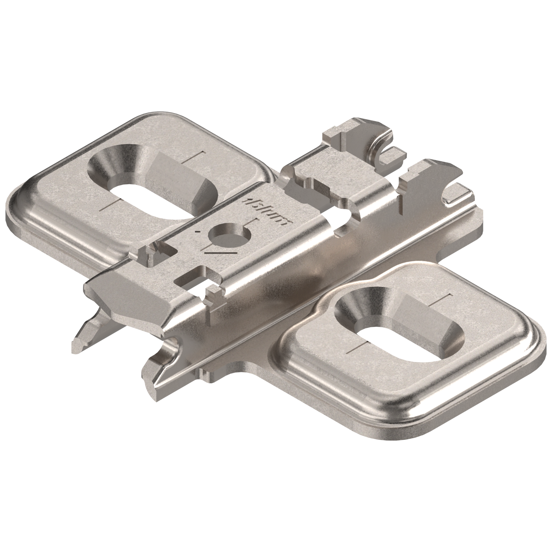 CLIP prowadnik, krzyżakowy, 0 mm, Stal, Wkręty, RW: otwór podłużny, niklowany