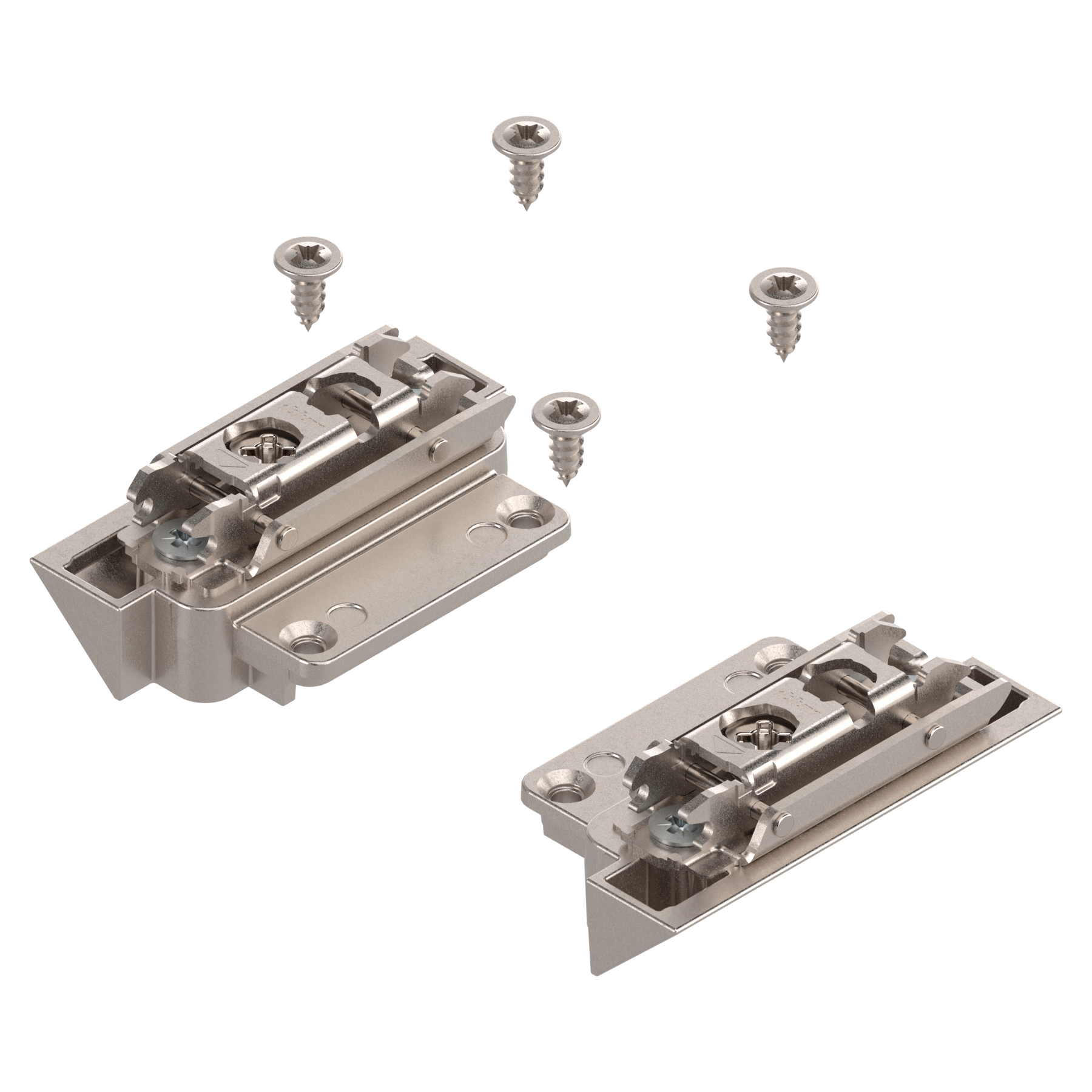 AVENTOS HK-S do małych frontów uchylnych, Mocowanie frontu do wąskiej ramki aluminiowej (Zestaw), na wkręty, niklowany