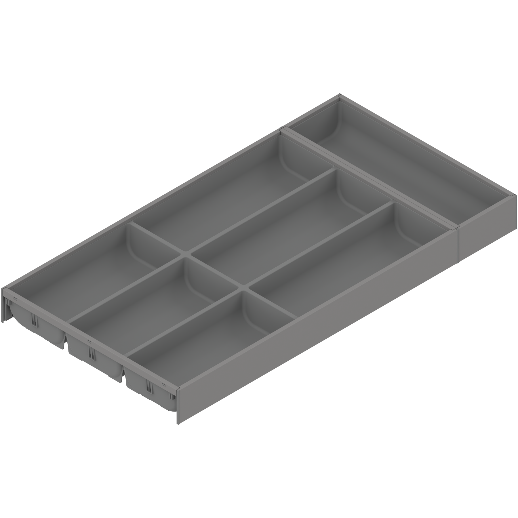AMBIA-LINE  wkład na sztućce do szuflady standardowej, do LEGRABOX/MERIVOBOX, tworzywo sztuczne/stal, 7 przegródka na sztućce, dł.=600 mm, szerokość=300 mm, szary indium mat