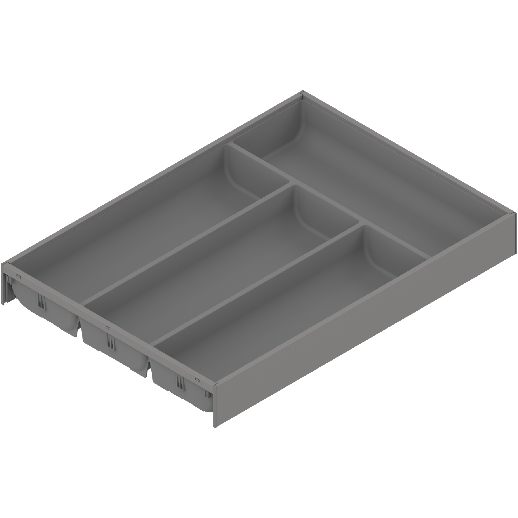 AMBIA-LINE  wkład na sztućce do szuflady standardowej, do LEGRABOX/MERIVOBOX, tworzywo sztuczne/stal, 4 przegródka na sztućce, dł.=450 mm, szerokość=300 mm, szary indium mat