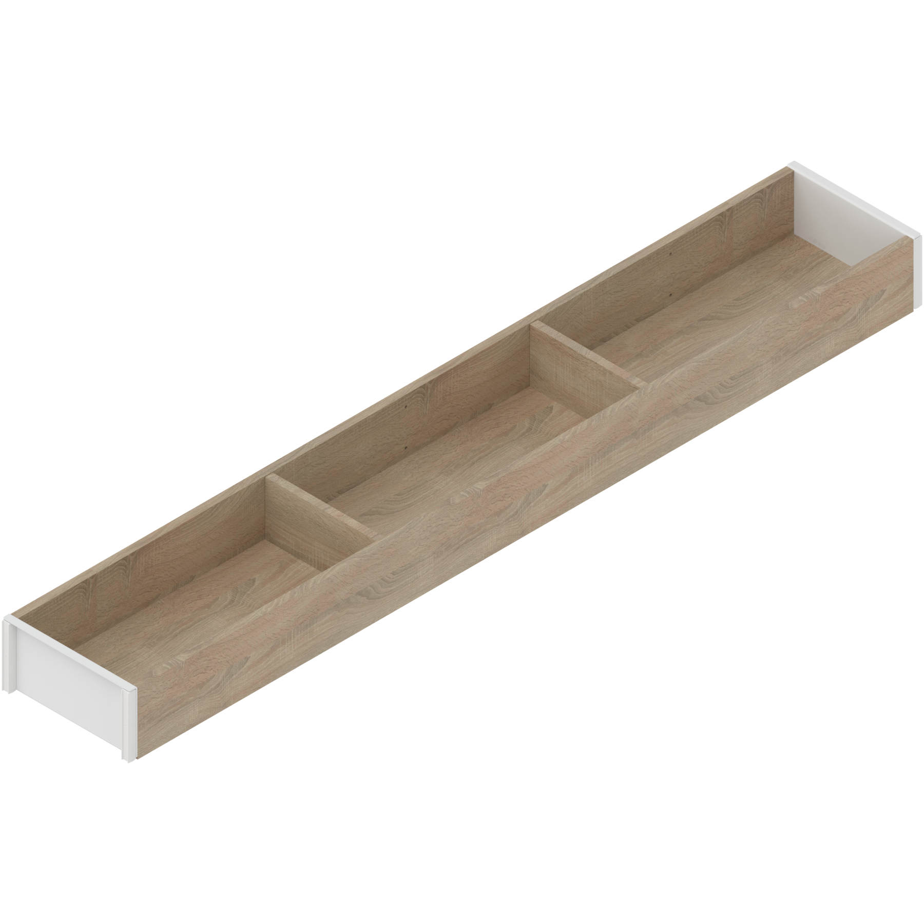 AMBIA-LINE  ramki do szuflady standardowej, do LEGRABOX/MERIVOBOX, w opcji drewnopodobnej, dł.=650 mm, szerokość=100 mm, Dąb Bard./jedwab.biały