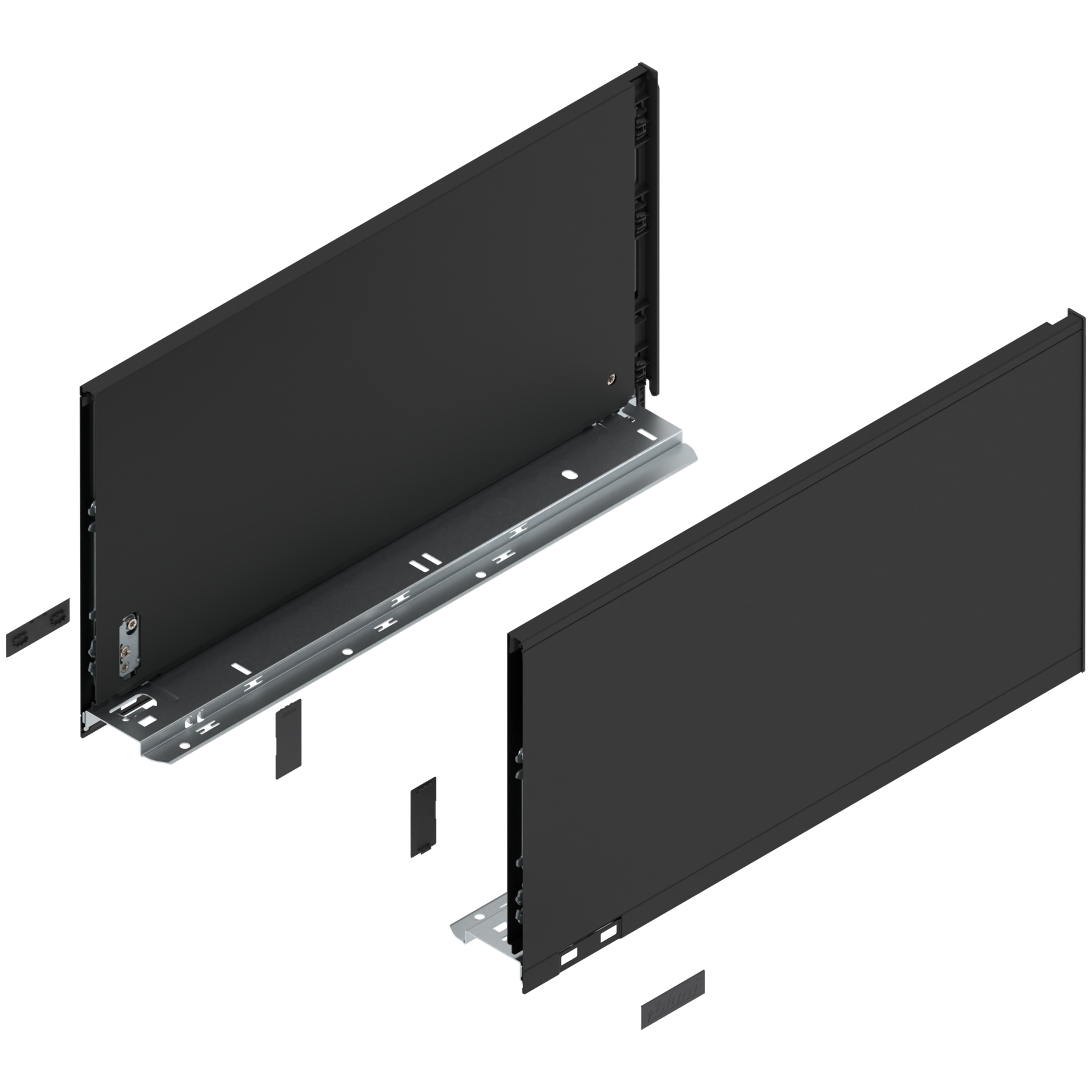 Bok szuflady LEGRABOX, wysokość F (241 mm), dł.=450 mm, lewy/prawy, do LEGRABOX pure, czarny mat