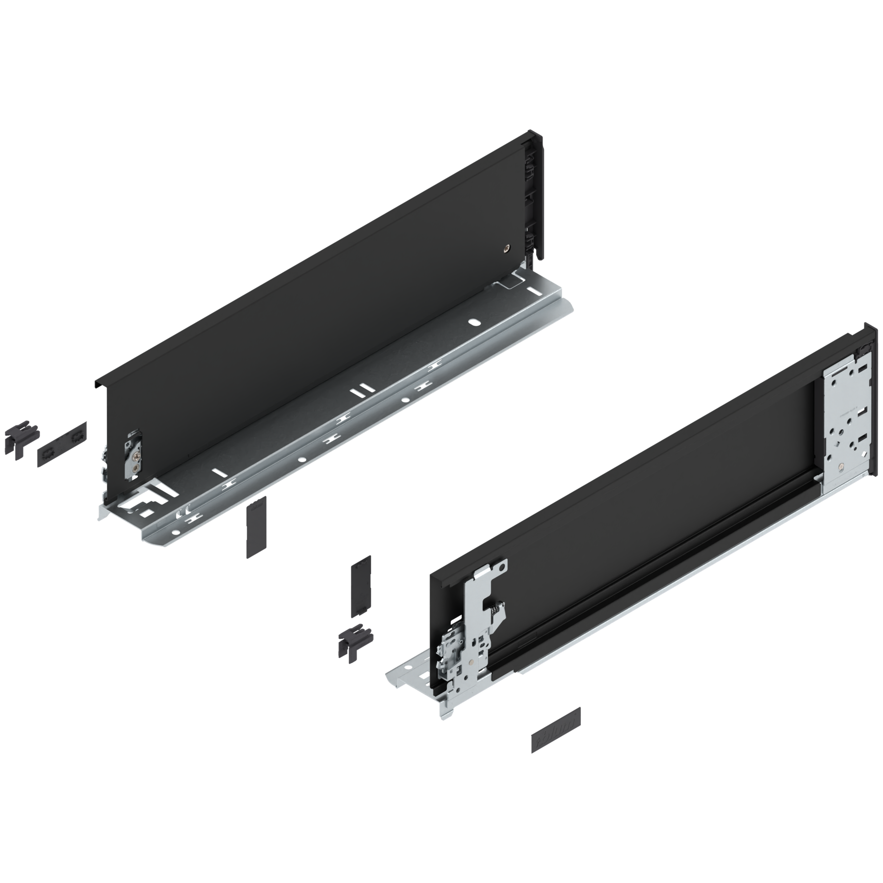 Bok szuflady LEGRABOX (za korpusem), wysokość K (128.5 mm), dł.=450 mm, lewy/prawy, do LEGRABOX pure, czarny mat