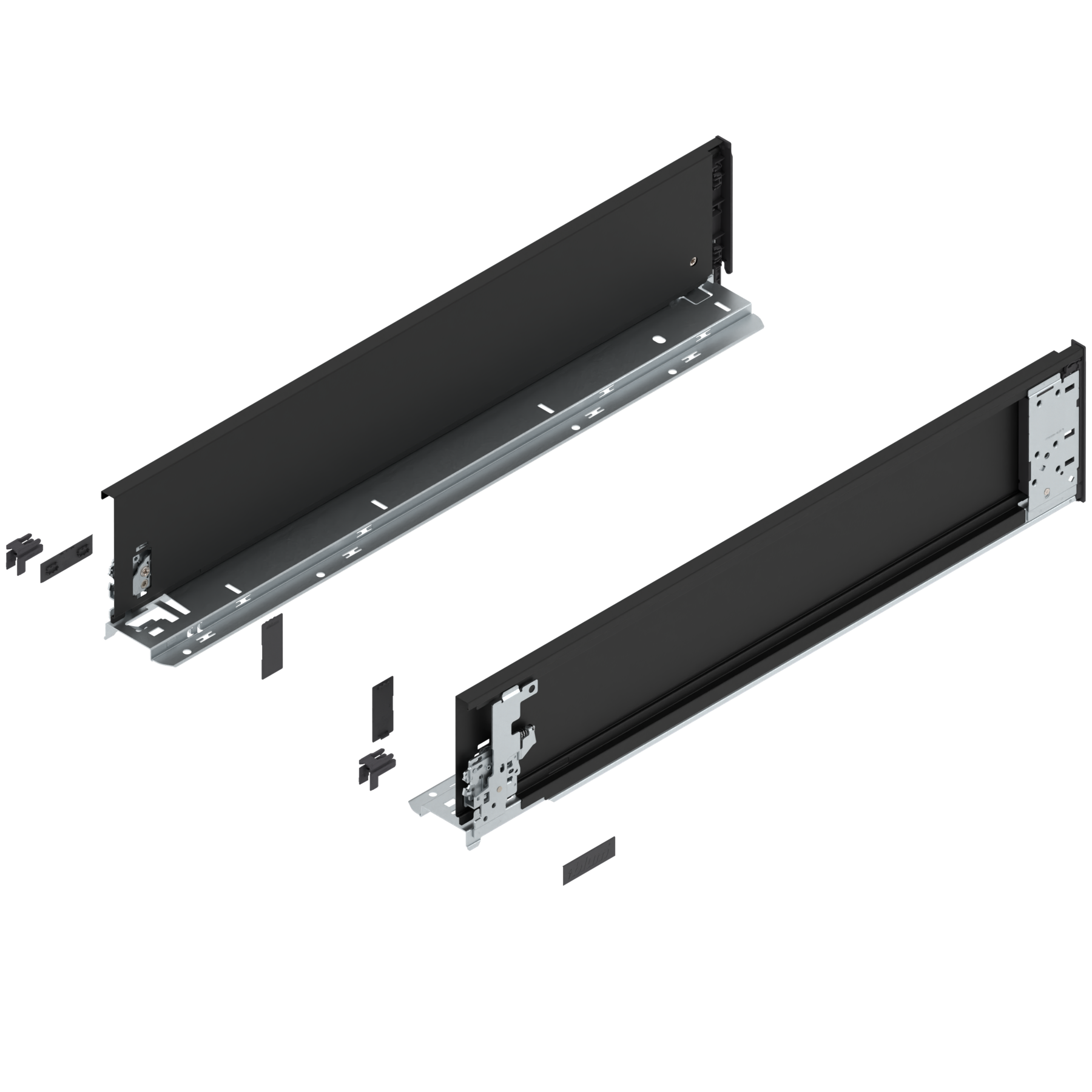 Bok szuflady LEGRABOX (za korpusem), wysokość K (128.5 mm), dł.=600 mm, lewy/prawy, do LEGRABOX pure, czarny mat