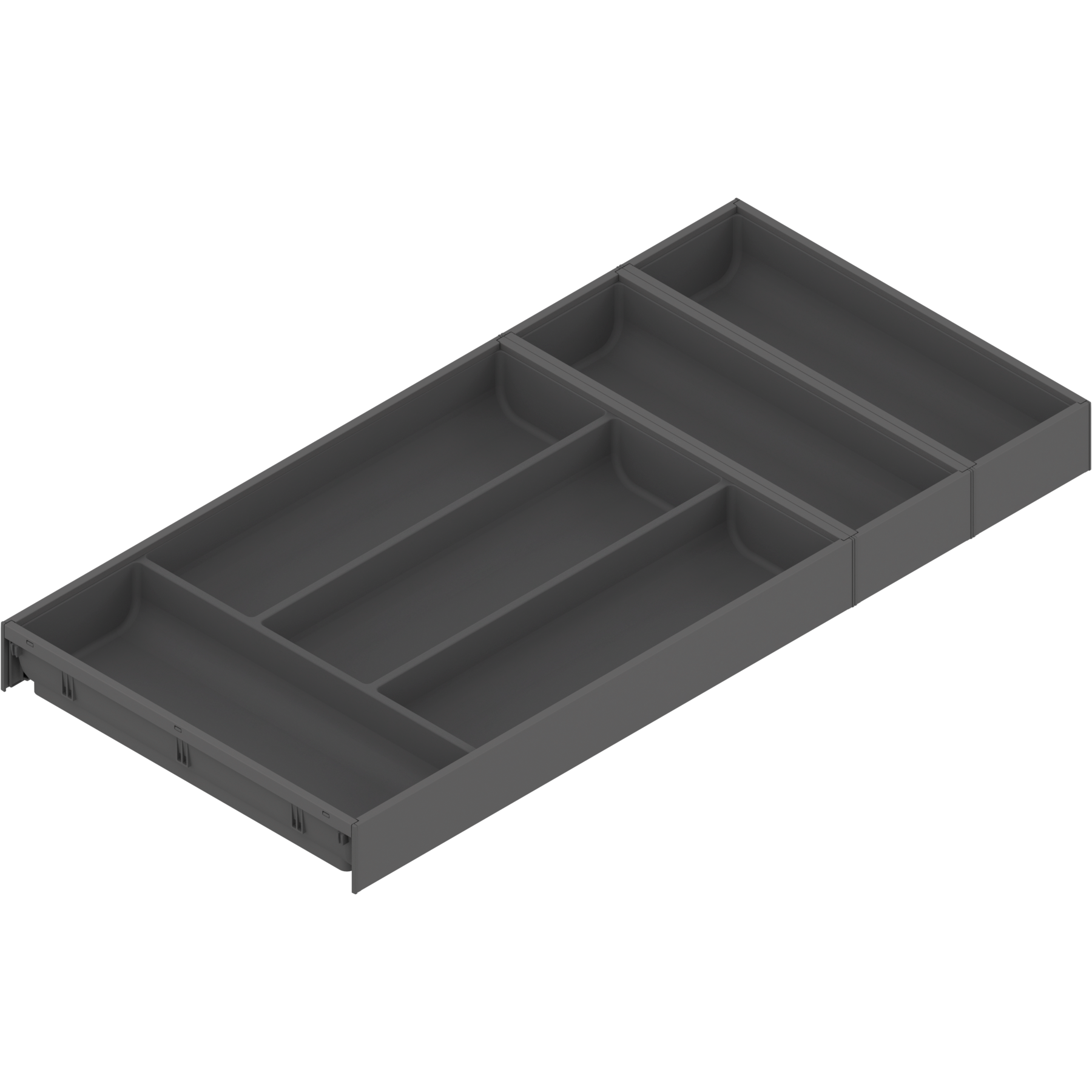 AMBIA-LINE  wkład na sztućce do szuflady standardowej, do LEGRABOX/MERIVOBOX, tworzywo sztuczne/stal, 6 przegródka na sztućce, dł.=650 mm, szerokość=300 mm, antracyt mat