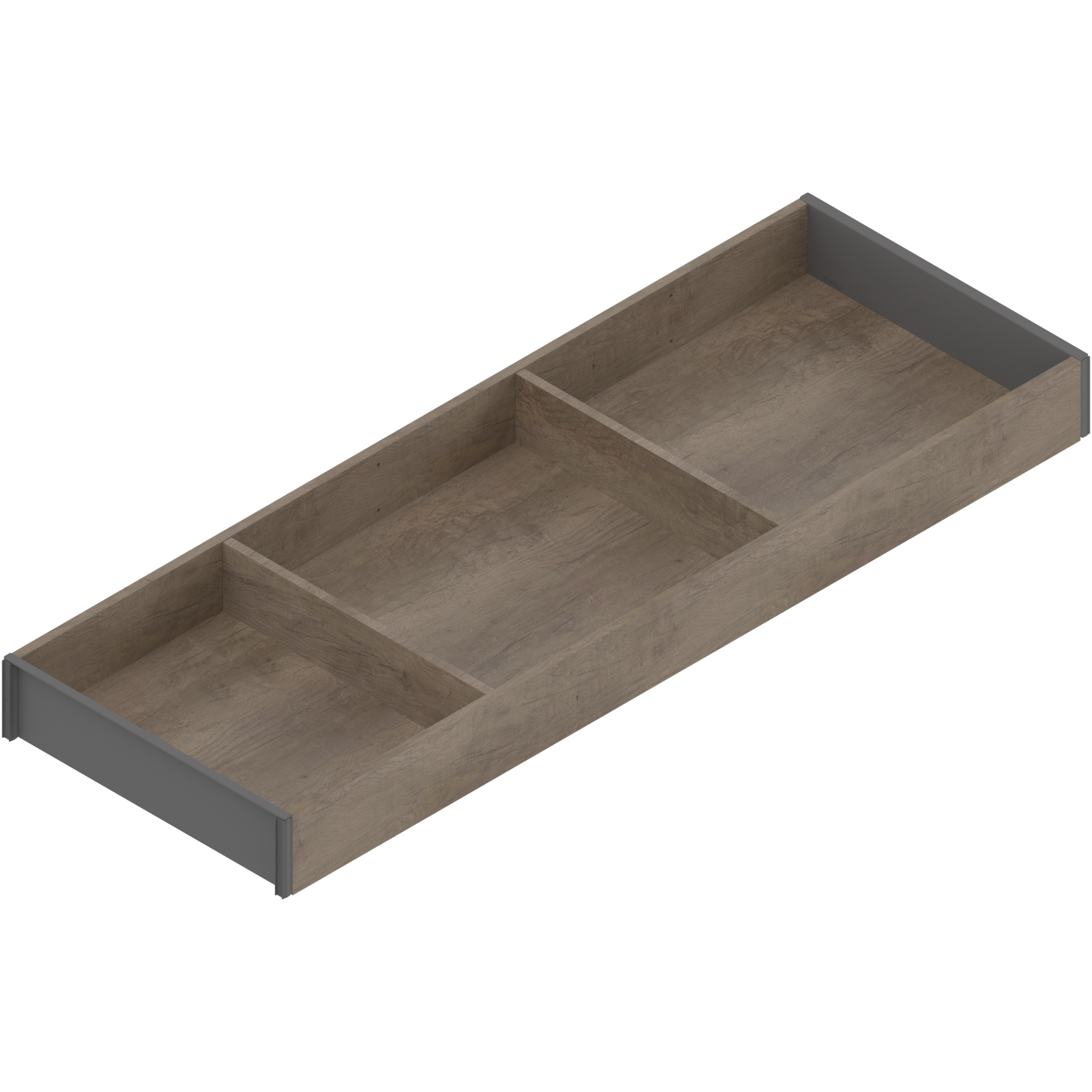 AMBIA-LINE  ramki do szuflady standardowej, do LEGRABOX/MERIVOBOX, w opcji drewnopodobnej, dł.=600 mm, szerokość=200 mm, Dąb Nebraska/szary