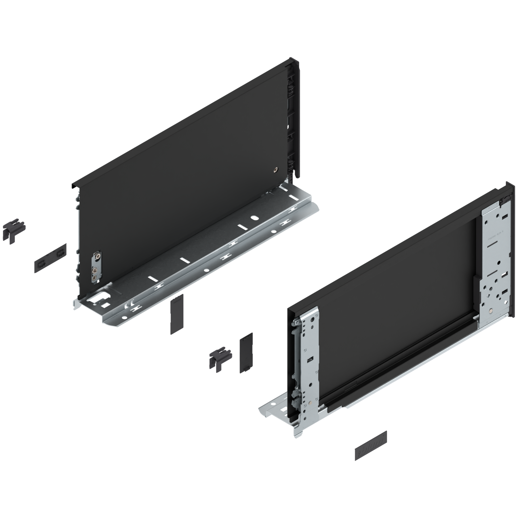 Bok szuflady LEGRABOX (za korpusem), wysokość C (177 mm), dł.=350 mm, lewy/prawy, do LEGRABOX pure, czarny mat