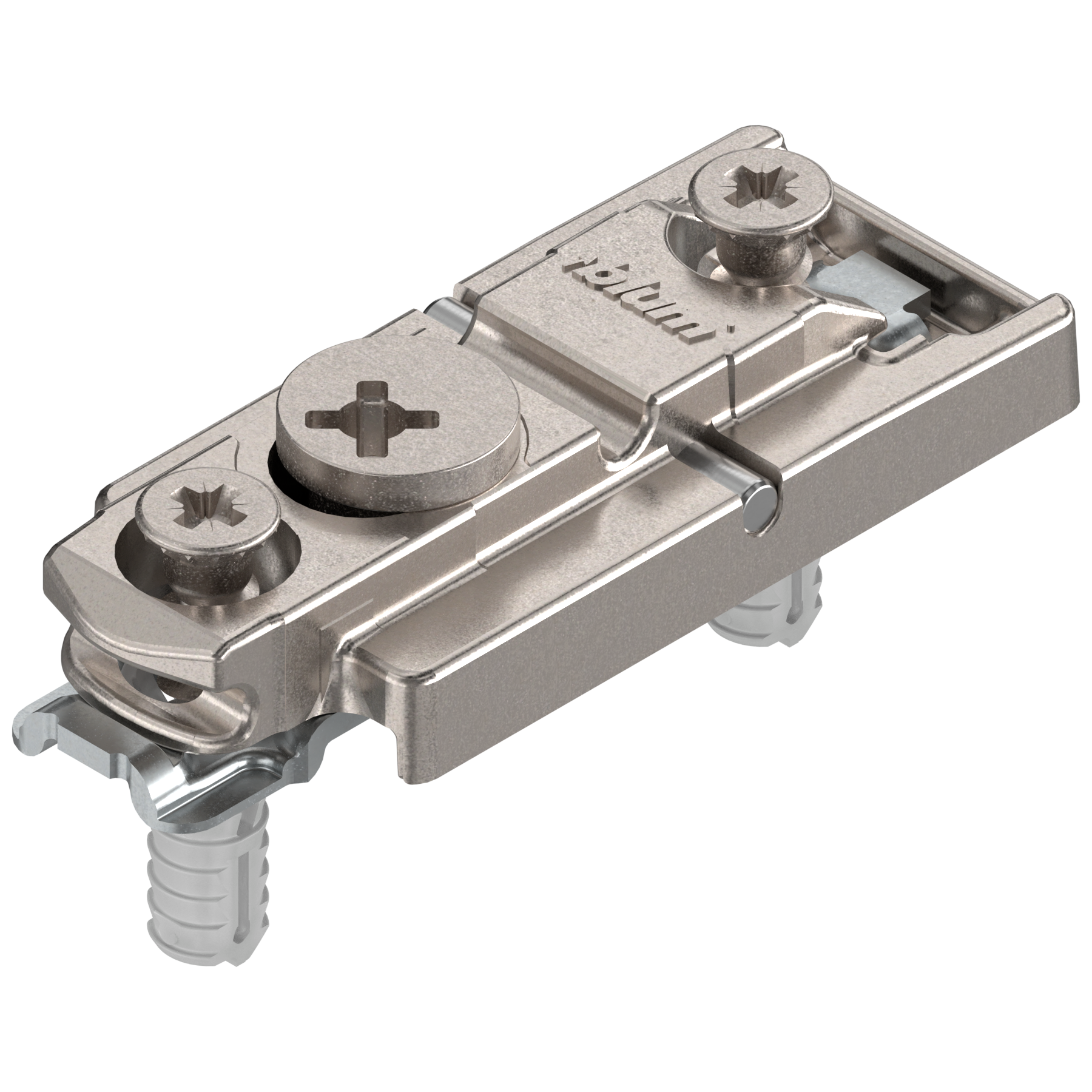 CLIP prowadnik, prosty, 0 mm, Cynk, EXPANDO (zamont. specj. wkręty z kołkiem rozporowym), RW: mimośród, niklowany