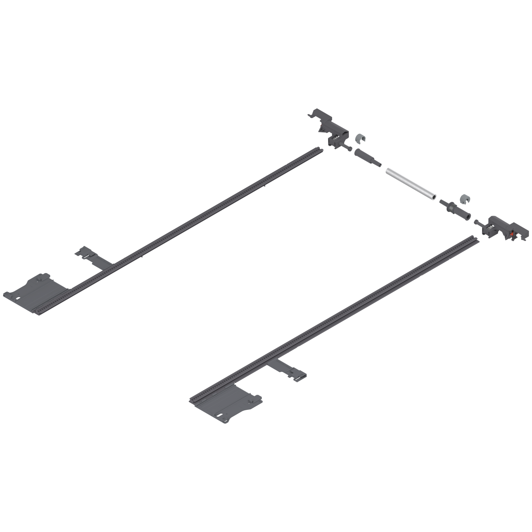 LEGRABOX Stabilizacja boczna, dł.=650 mm, KB=1400 mm, pełen wysuw, do przycięcia, R7037 ciemnoszara