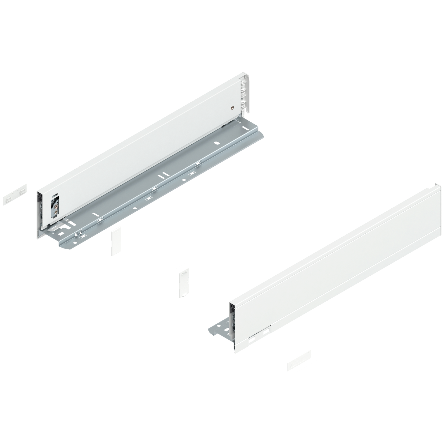 Bok szuflady LEGRABOX, wysokość M (90.5 mm), dł.=450 mm, lewy/prawy, do LEGRABOX pure, jedwabiście biały mat