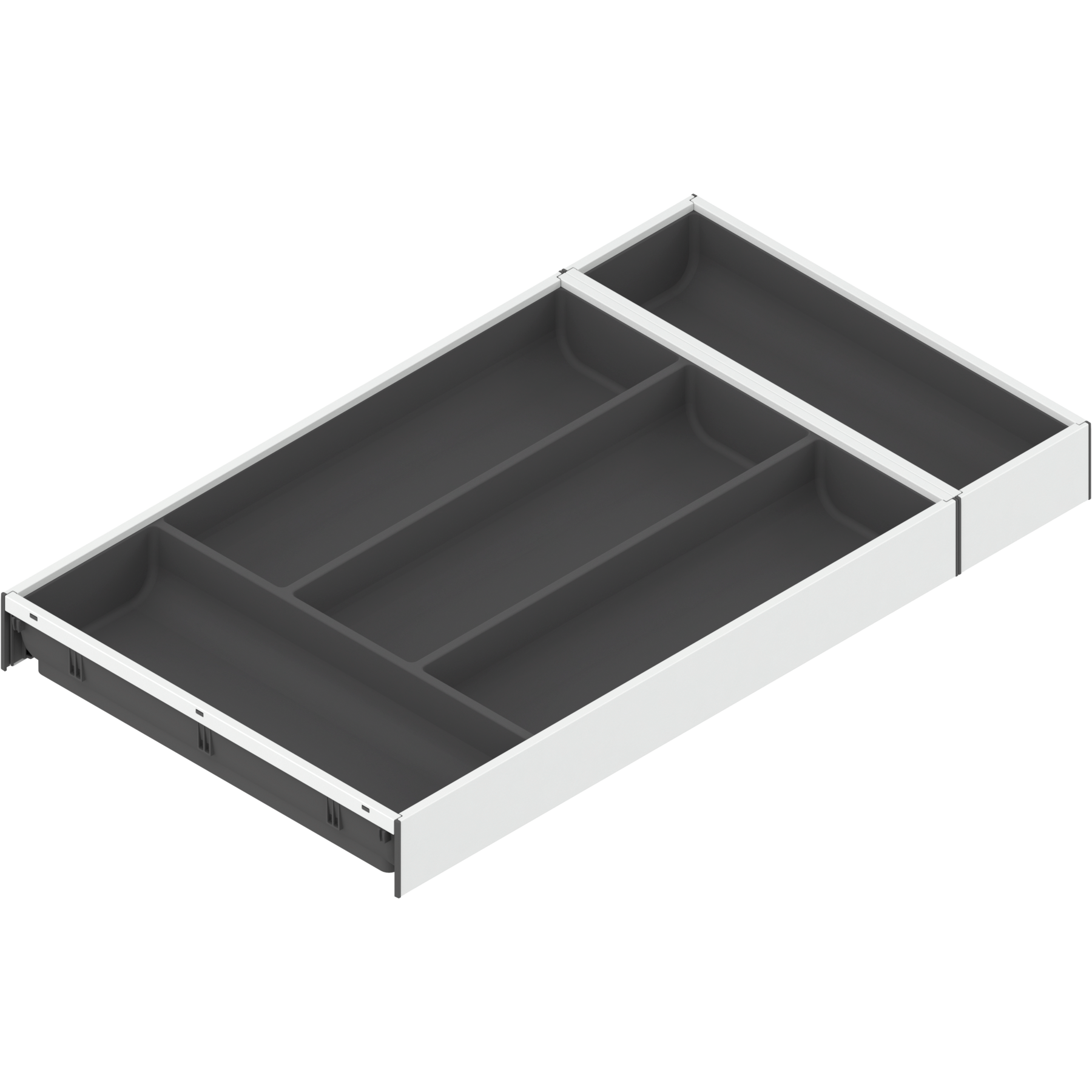 AMBIA-LINE  wkład na sztućce do szuflady standardowej, do LEGRABOX/MERIVOBOX, tworzywo sztuczne/stal, 5 przegródka na sztućce, dł.=550 mm, szerokość=300 mm, Jedw.biały/Szary