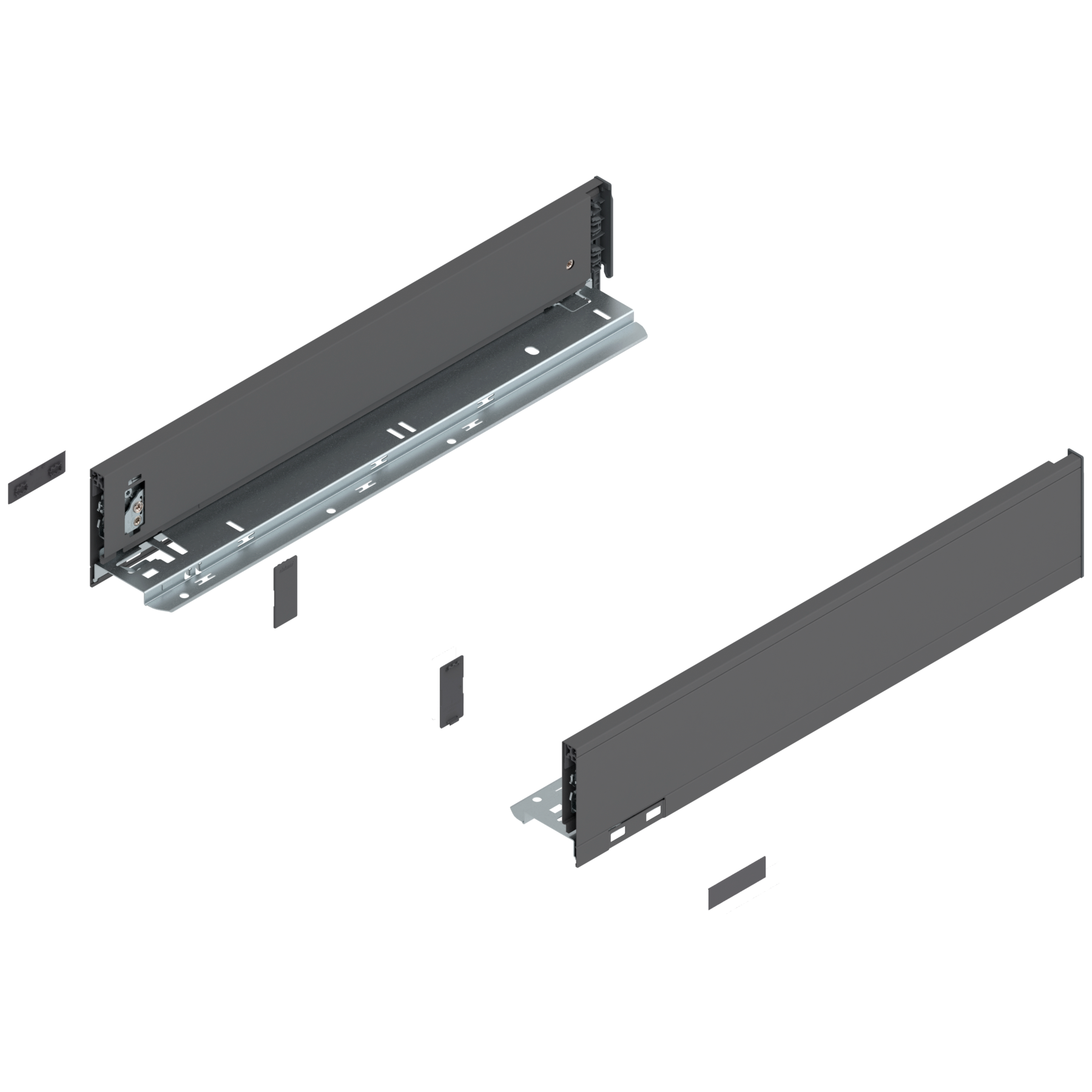 Bok szuflady LEGRABOX, wysokość M (90.5 mm), dł.=450 mm, lewy/prawy, do LEGRABOX pure, antracyt mat