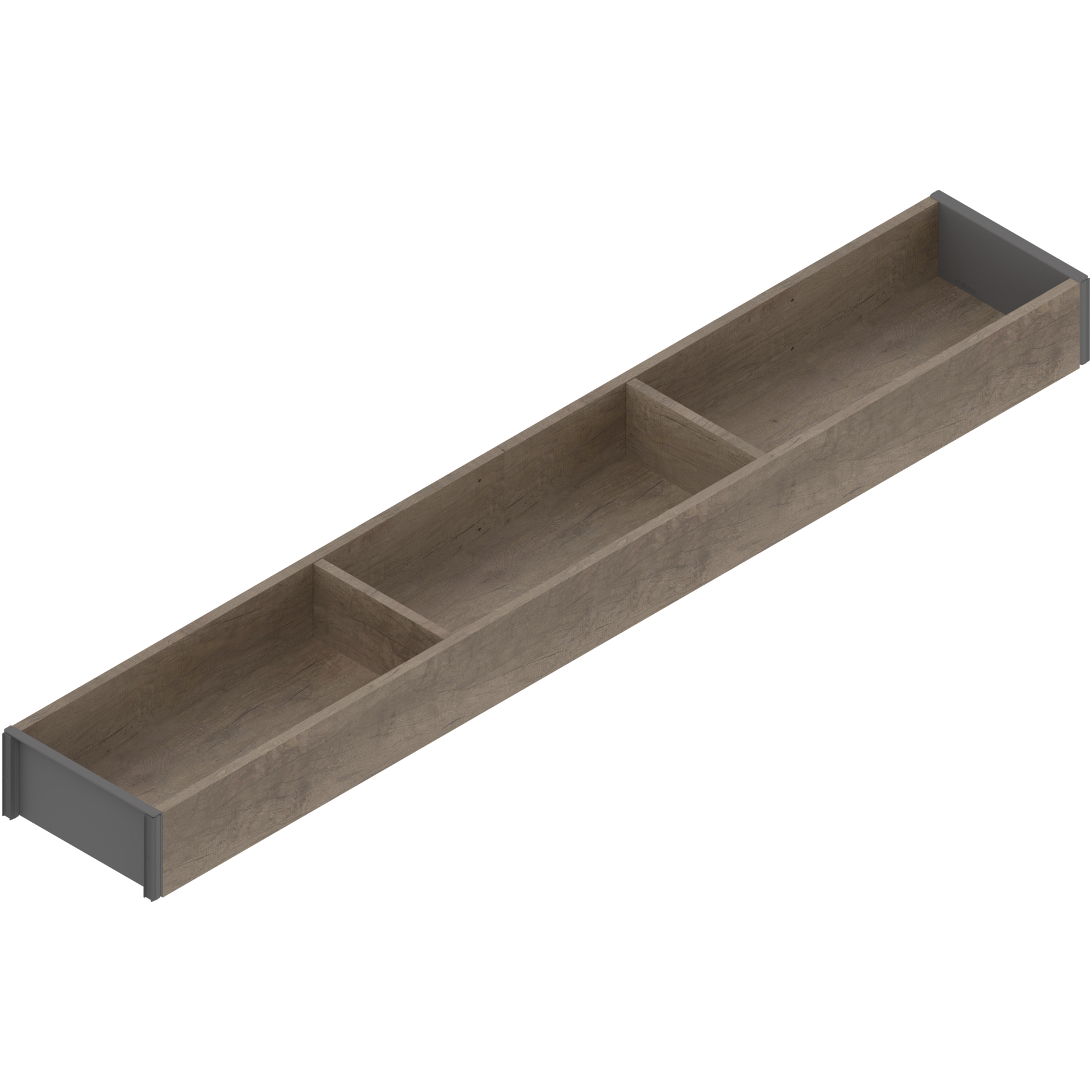 AMBIA-LINE  ramki do szuflady standardowej, do LEGRABOX/MERIVOBOX, w opcji drewnopodobnej, dł.=650 mm, szerokość=100 mm, Dąb Nebraska/szary