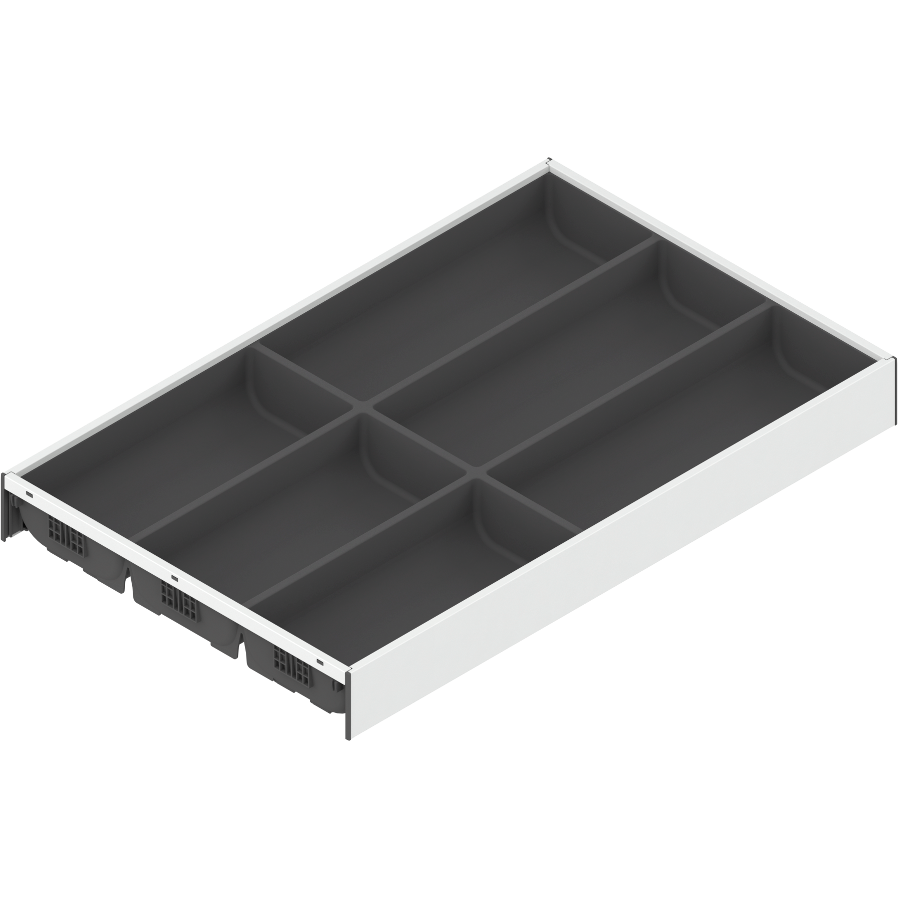 AMBIA-LINE  wkład na sztućce do szuflady standardowej, do LEGRABOX/MERIVOBOX, tworzywo sztuczne/stal, 6 przegródka na sztućce, dł.=500 mm, szerokość=300 mm, Jedw.biały/Szary