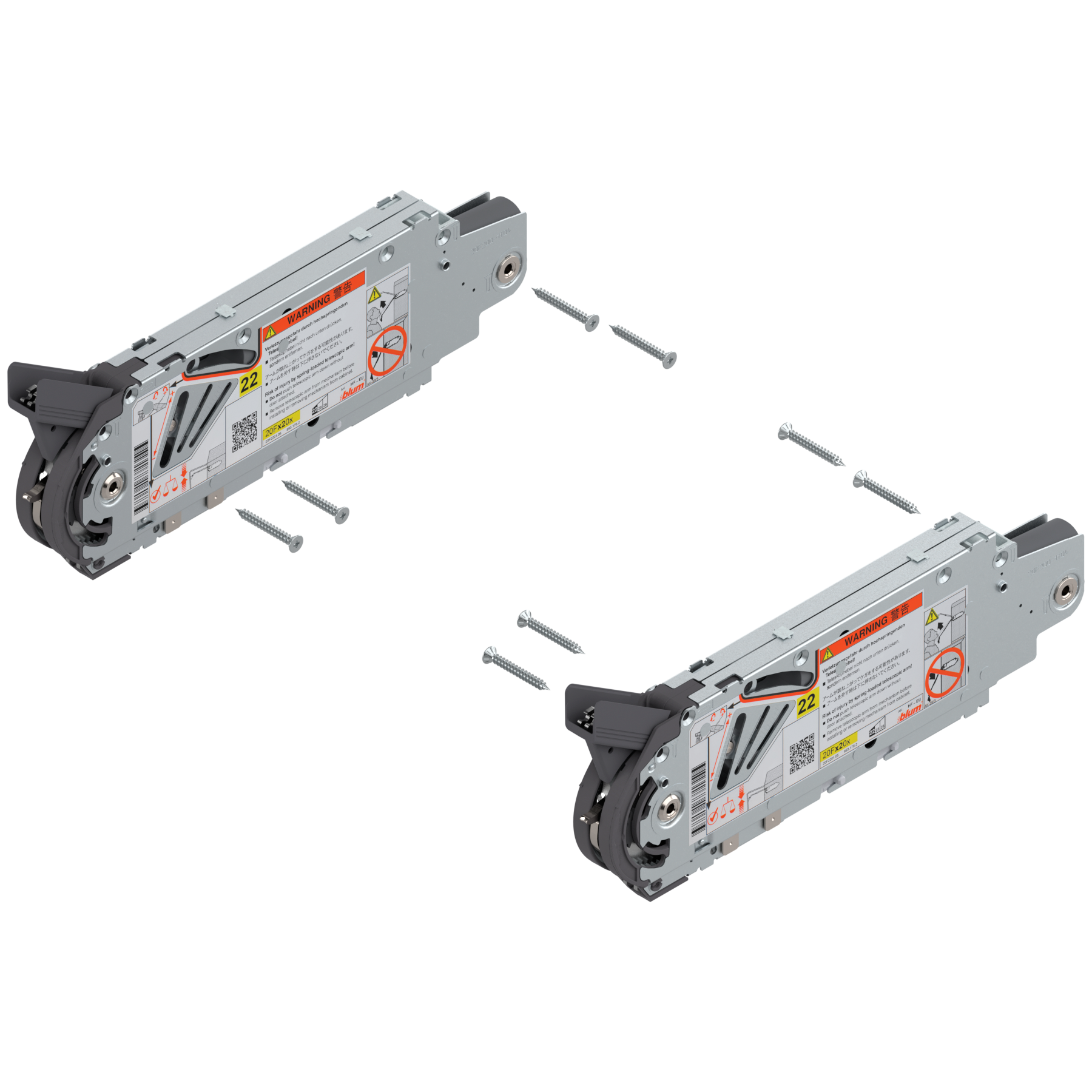 AVENTOS HF do frontów uchylno - składanych, siłownik (Zestaw), współczynnik mocy=2600-5500 przy 2 szt., odpowiedni do SERVO-DRIVE, cynkowana