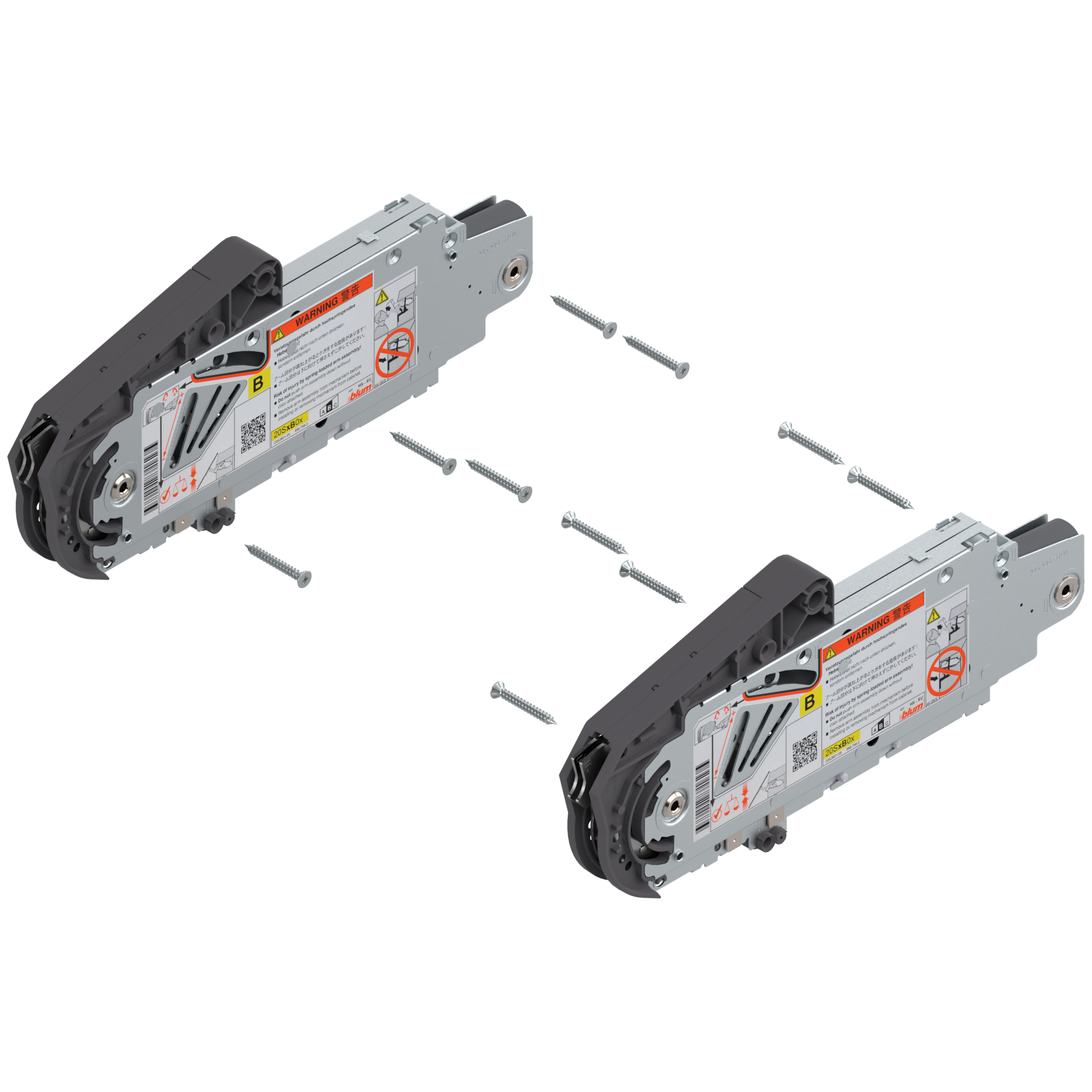 AVENTOS HS do frontów nachodzących, siłownik (Zestaw), typ B, odpowiedni do SERVO-DRIVE, cynkowana