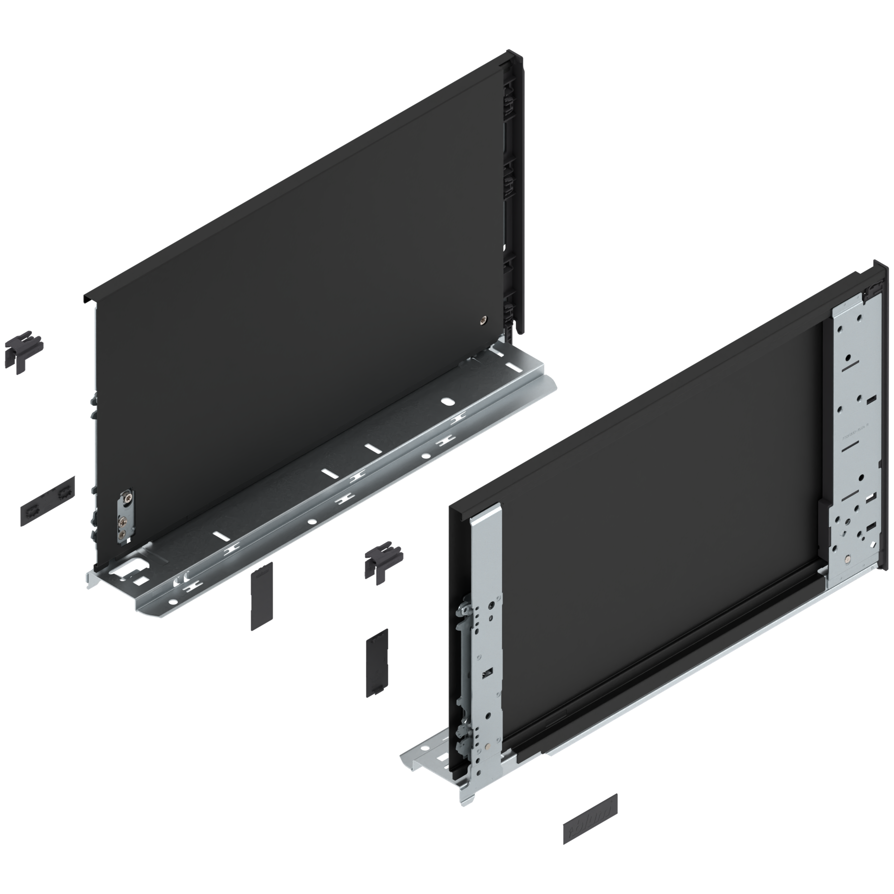 Bok szuflady LEGRABOX (za korpusem), wysokość F (241 mm), dł.=400 mm, lewy/prawy, do LEGRABOX pure, czarny mat