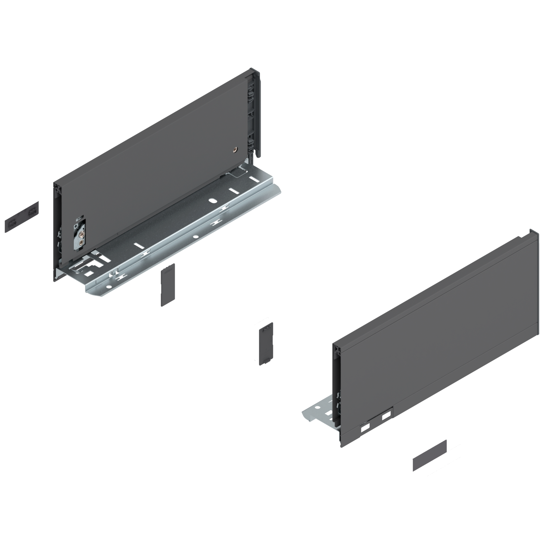 Bok szuflady LEGRABOX, wysokość K (128.5 mm), dł.=300 mm, lewy/prawy, do LEGRABOX pure, antracyt mat