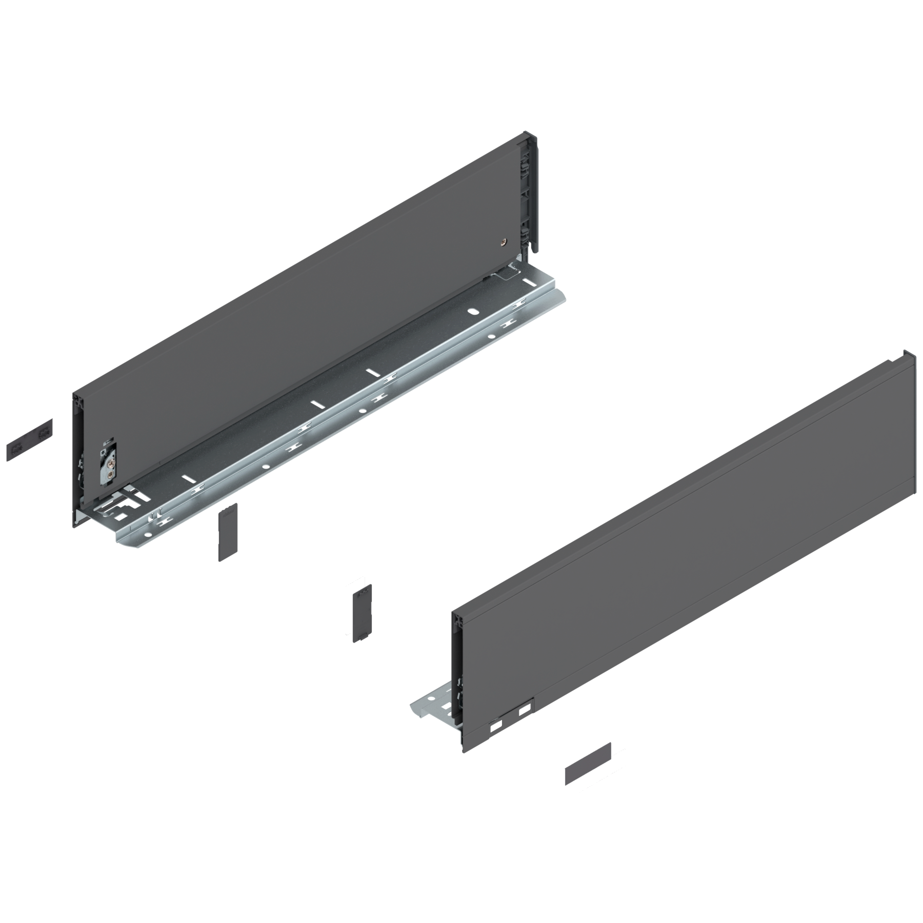 Bok szuflady LEGRABOX, wysokość K (128.5 mm), dł.=500 mm, lewy/prawy, do LEGRABOX pure, antracyt mat