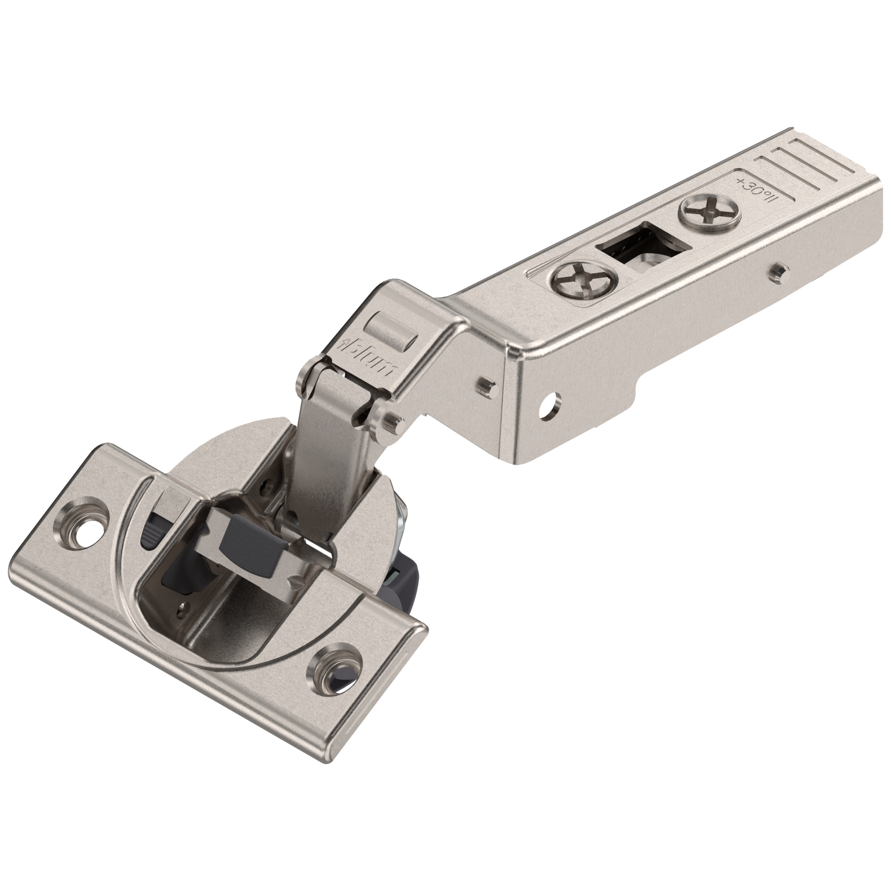 CLIP top BLUMOTION zawias kątowy 30° II, Nakładany, puszka: na wkręty, niklowany