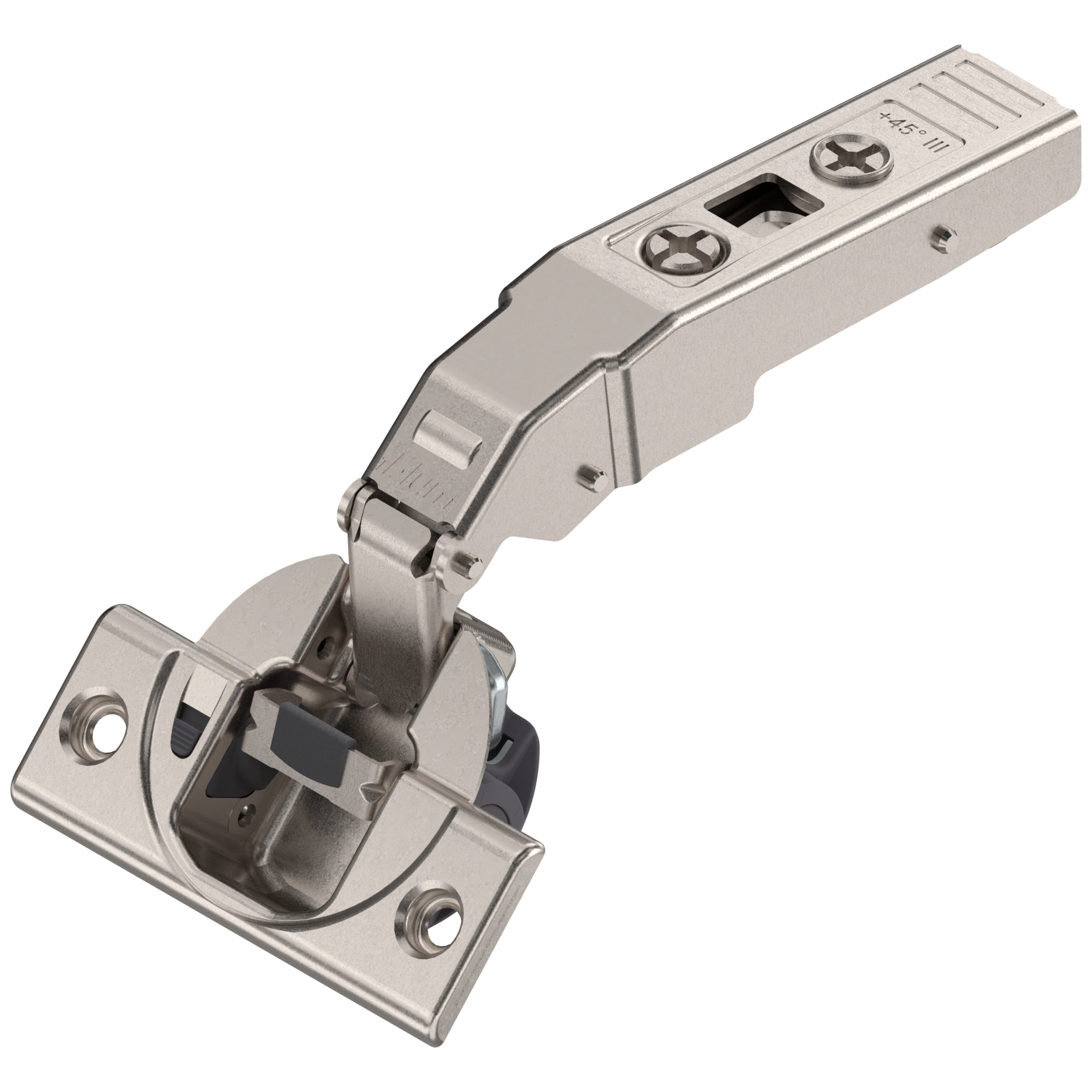 CLIP top BLUMOTION zawias kątowy 45° III, max. nakładany, puszka: na wkręty, niklowany