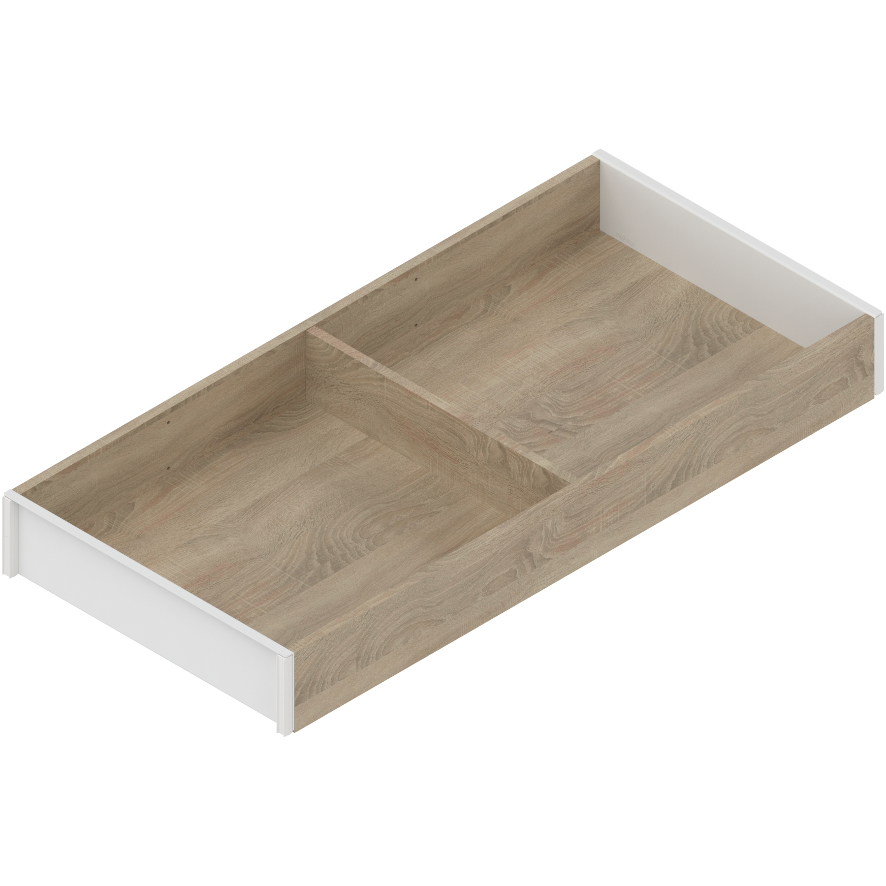 AMBIA-LINE  ramki do szuflady standardowej, do LEGRABOX/MERIVOBOX, w opcji drewnopodobnej, dł.=450 mm, szerokość=200 mm, Dąb Bard./jedwab.biały