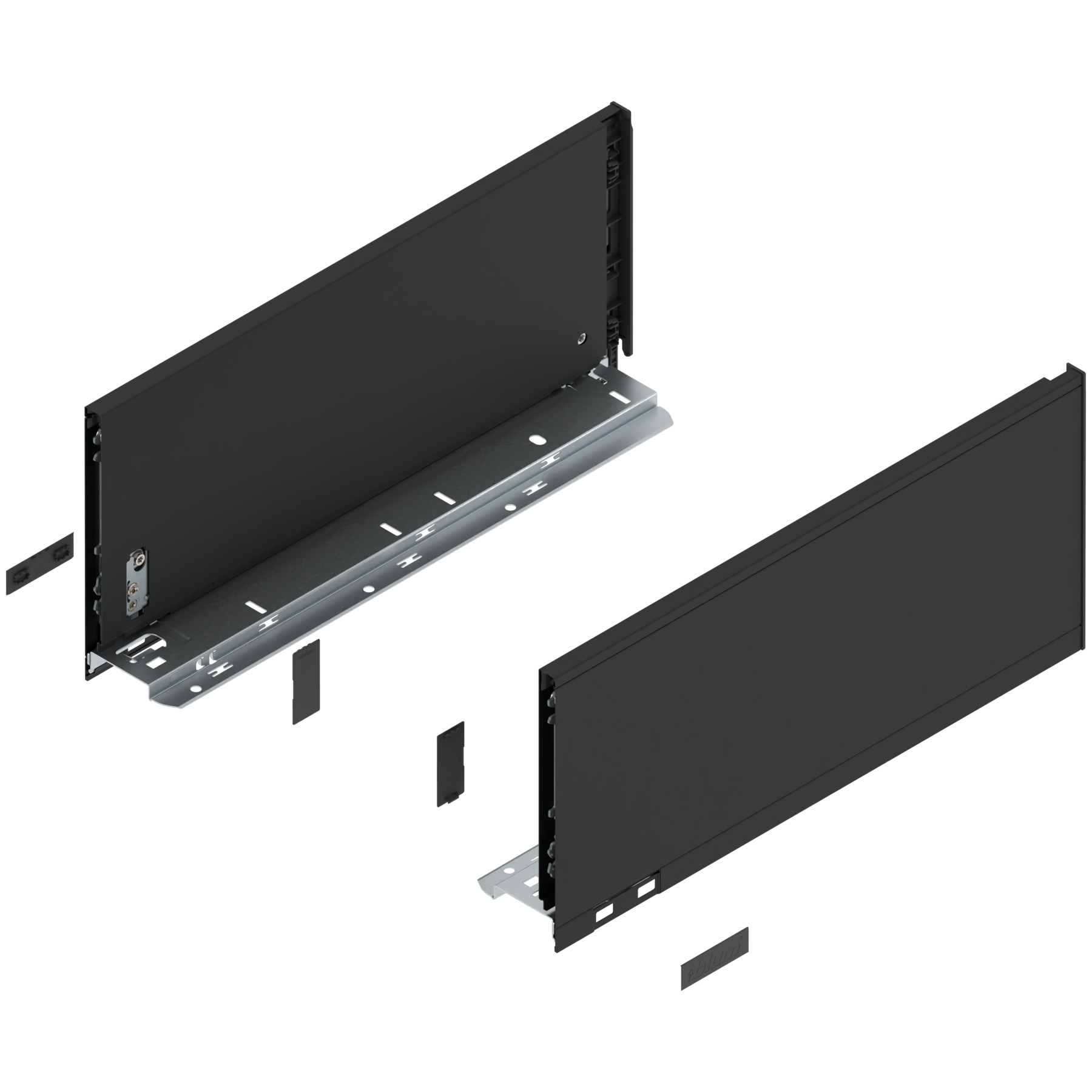Bok szuflady LEGRABOX, wysokość C (177 mm), dł.=400 mm, lewy/prawy, do LEGRABOX pure, czarny mat